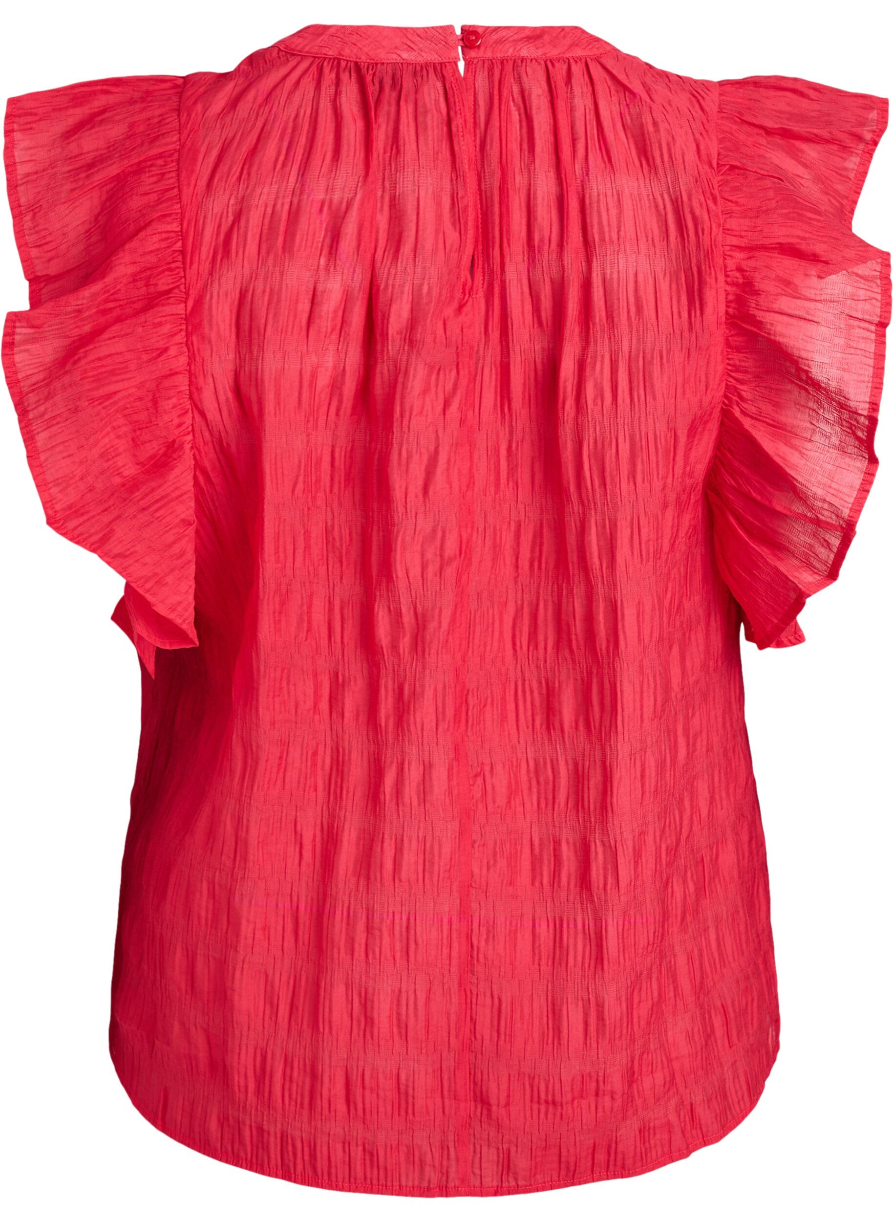 ZizziBlouse sans manches textur&eacute;e avec volants, Rouge, Packshot image number 1