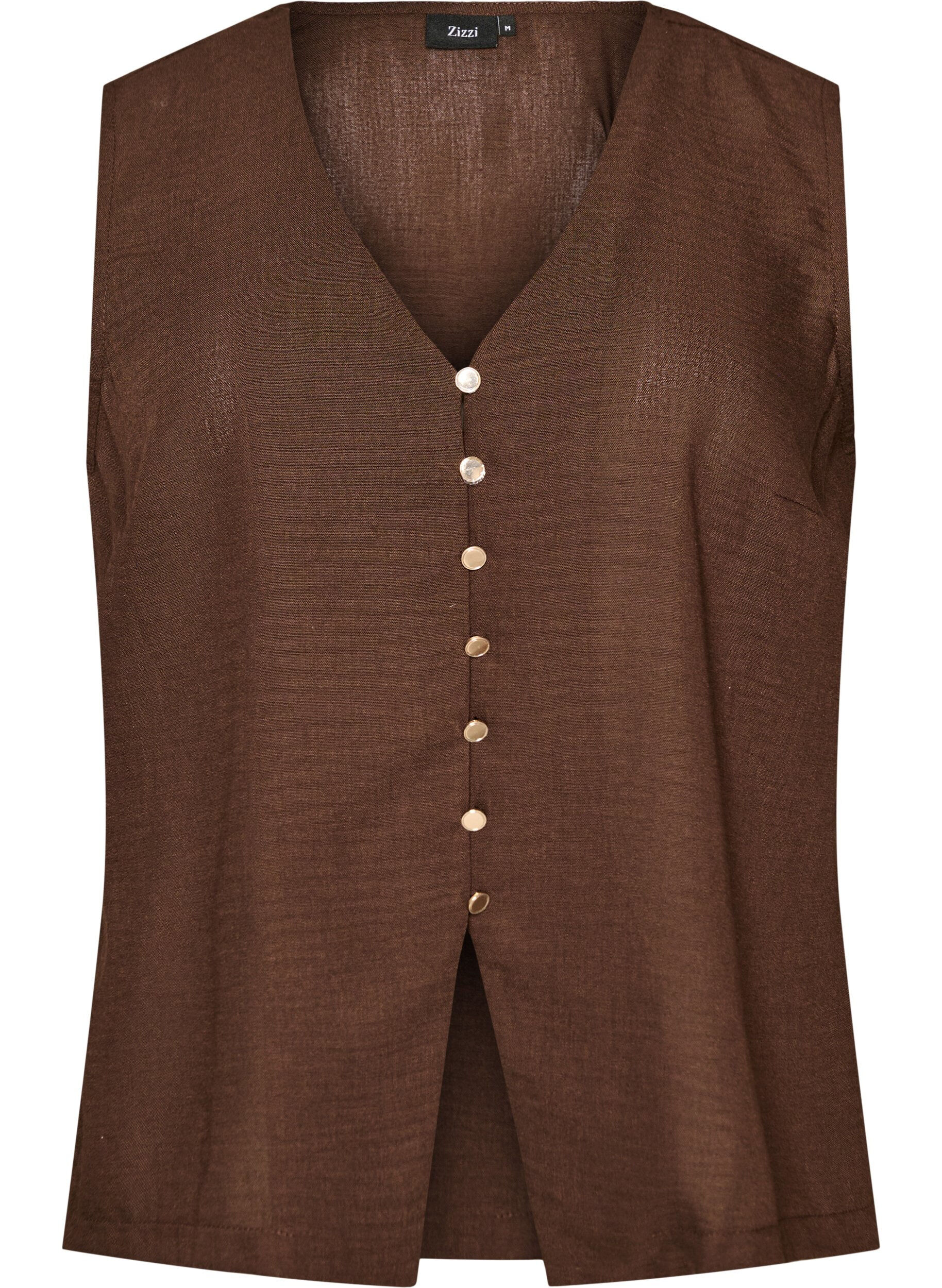 ZizziGilet sans manches avec col en V et boutons, Marron, Packshot image number 0
