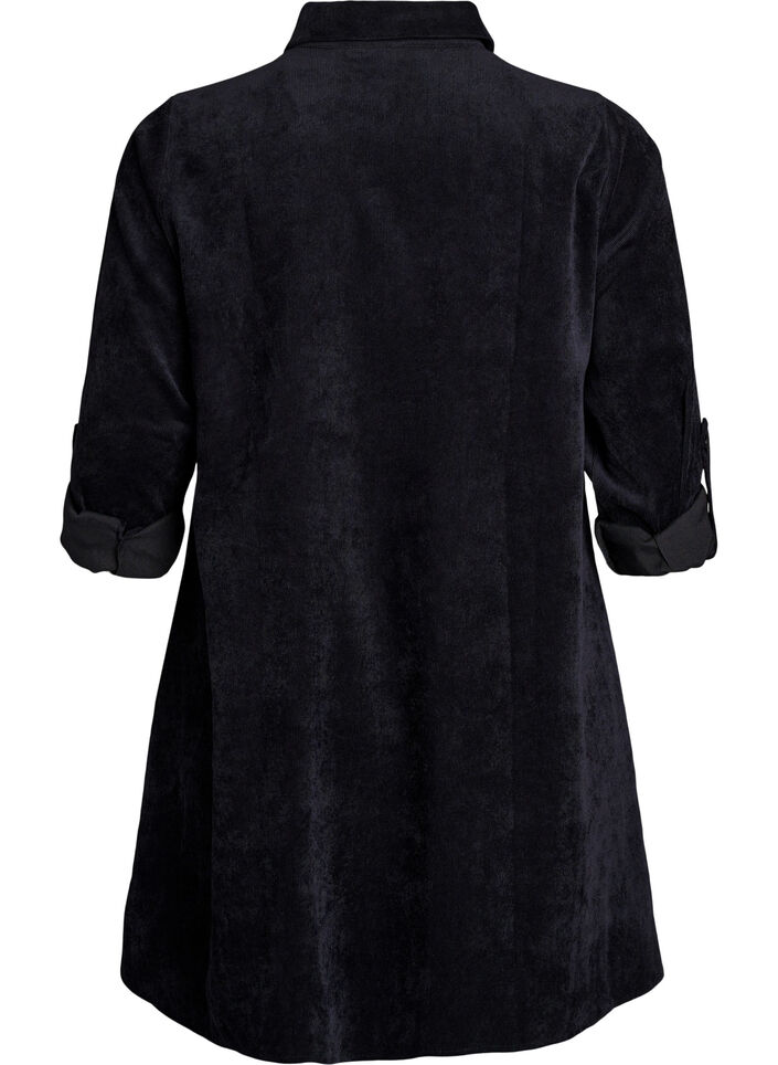 Robe en velours avec fermeture &Eacute;clair et manches 3/4, Noir, Packshot image number 1