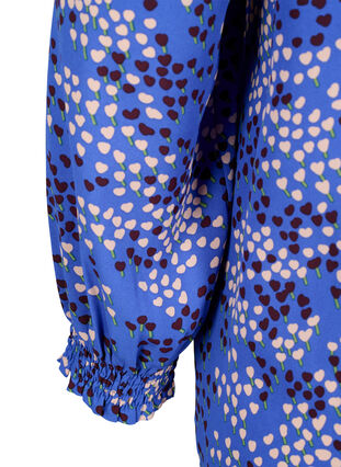 FLASH - Blouse à manches longues avec imprimé et smock, Dazzling Blue AOP, Packshot image number 3