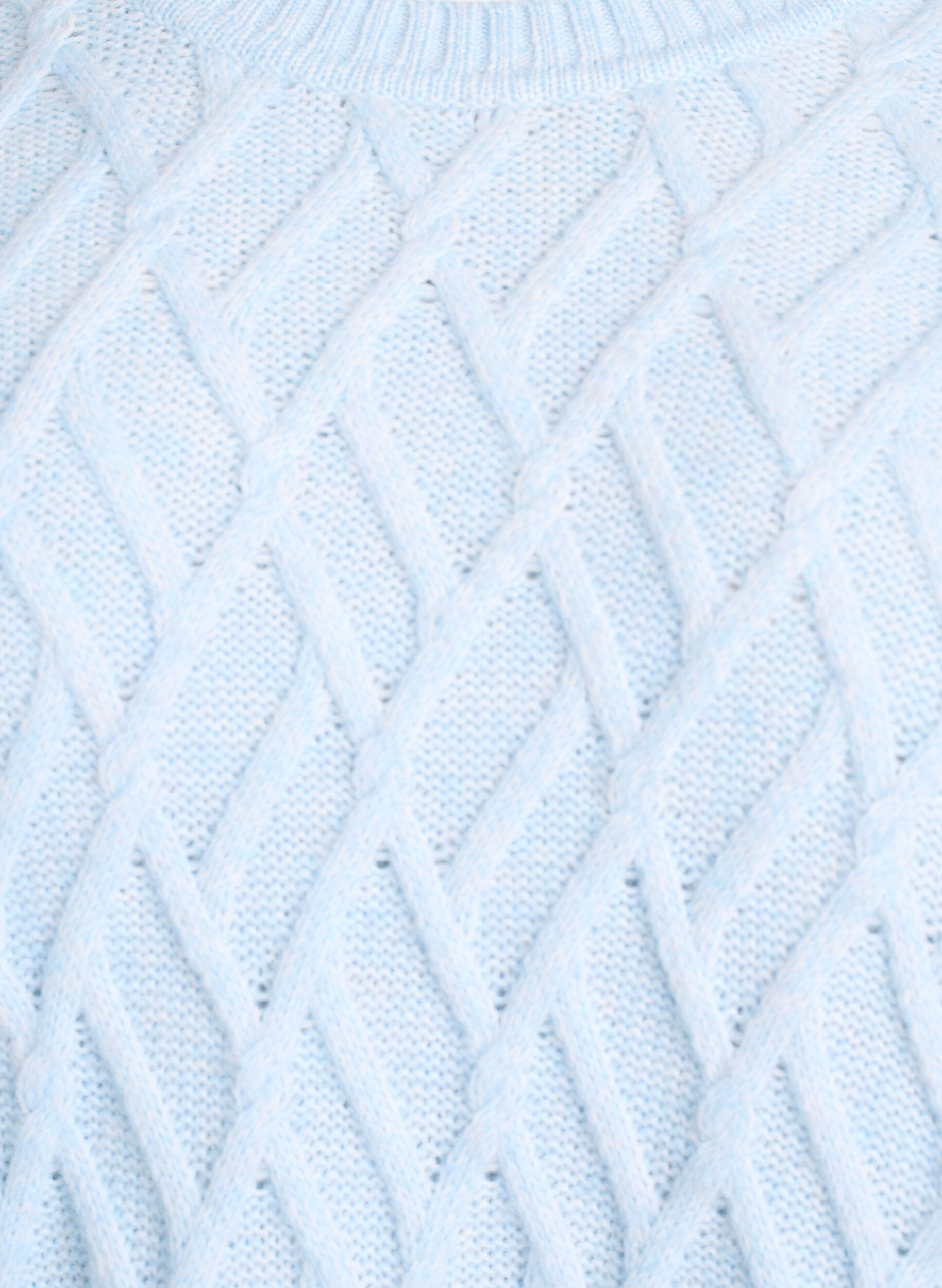 Zizzi Blouse en maille avec motif torsad&eacute; et col rond, Bleu Clair, Packshot image number 2