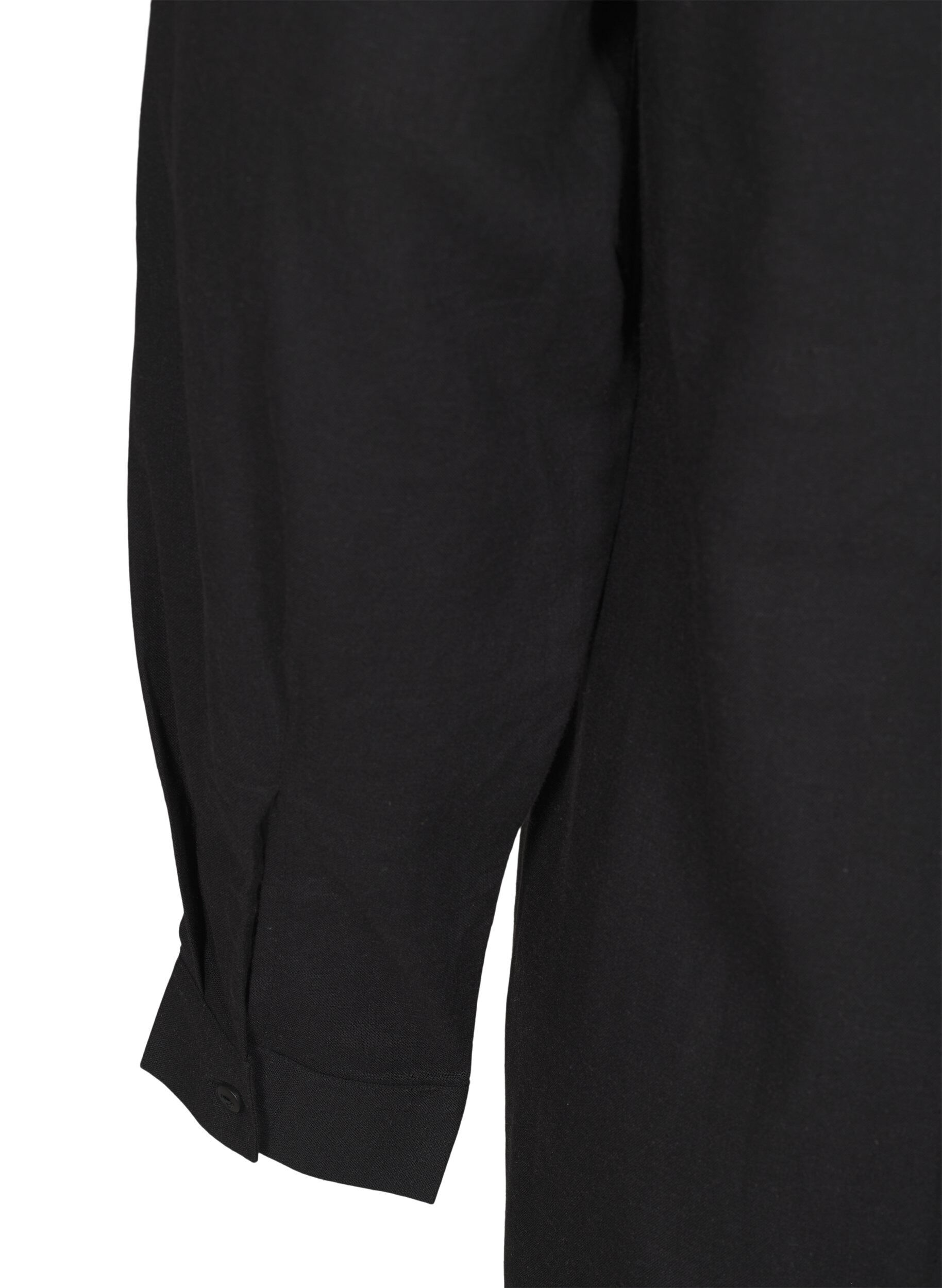 Zizzi Chemise longue en lin et viscose, Noir, Packshot image number 3