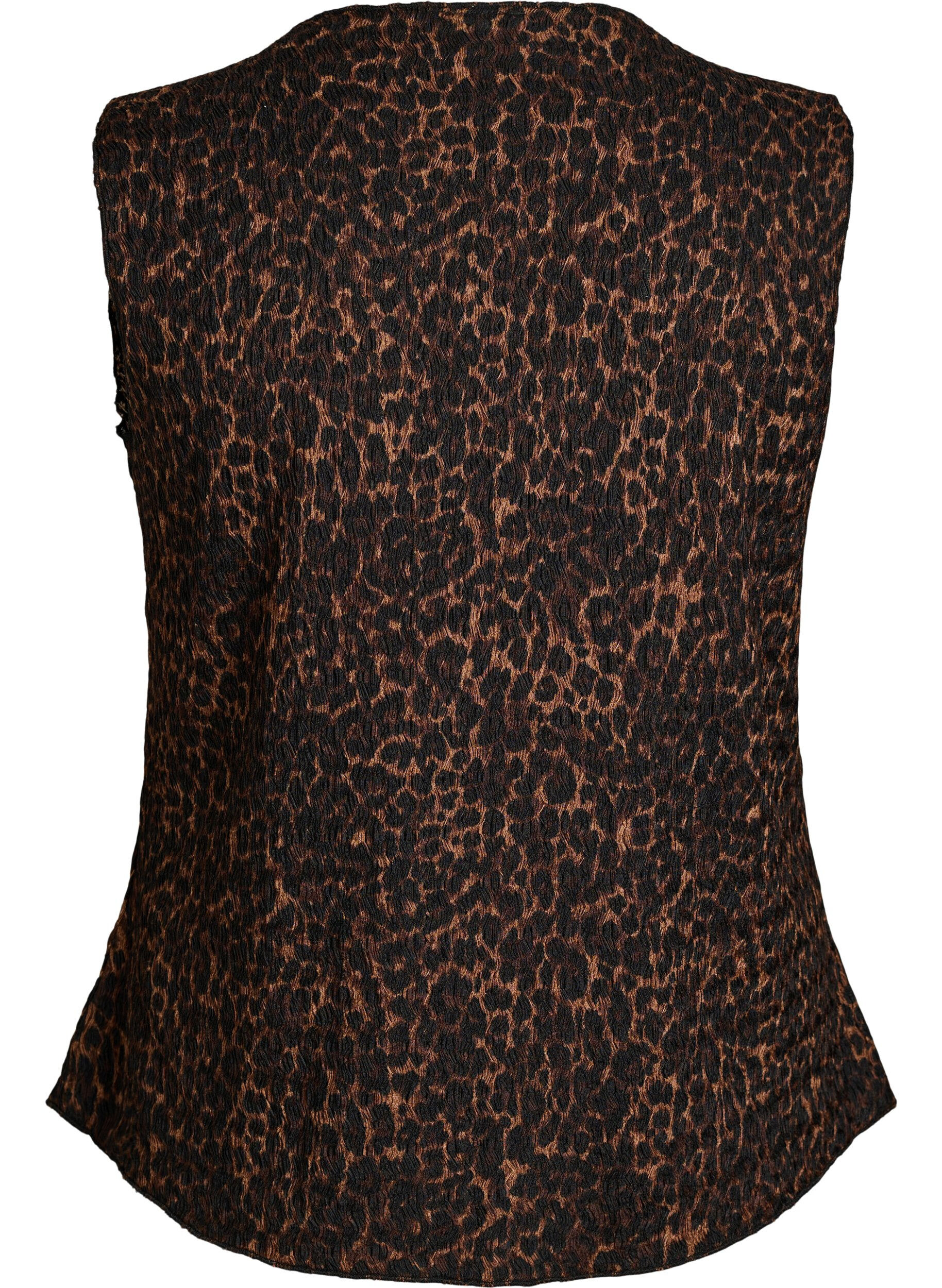 ZizziTop sans manches &agrave; texture ondul&eacute;e et fermeture boutonn&eacute;e, Marron, Packshot image number 1