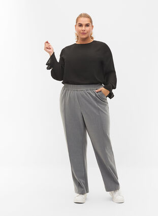 Pantalon mélangé gris avec élastique à la taille, Medium Grey Melange, Model image number 0
