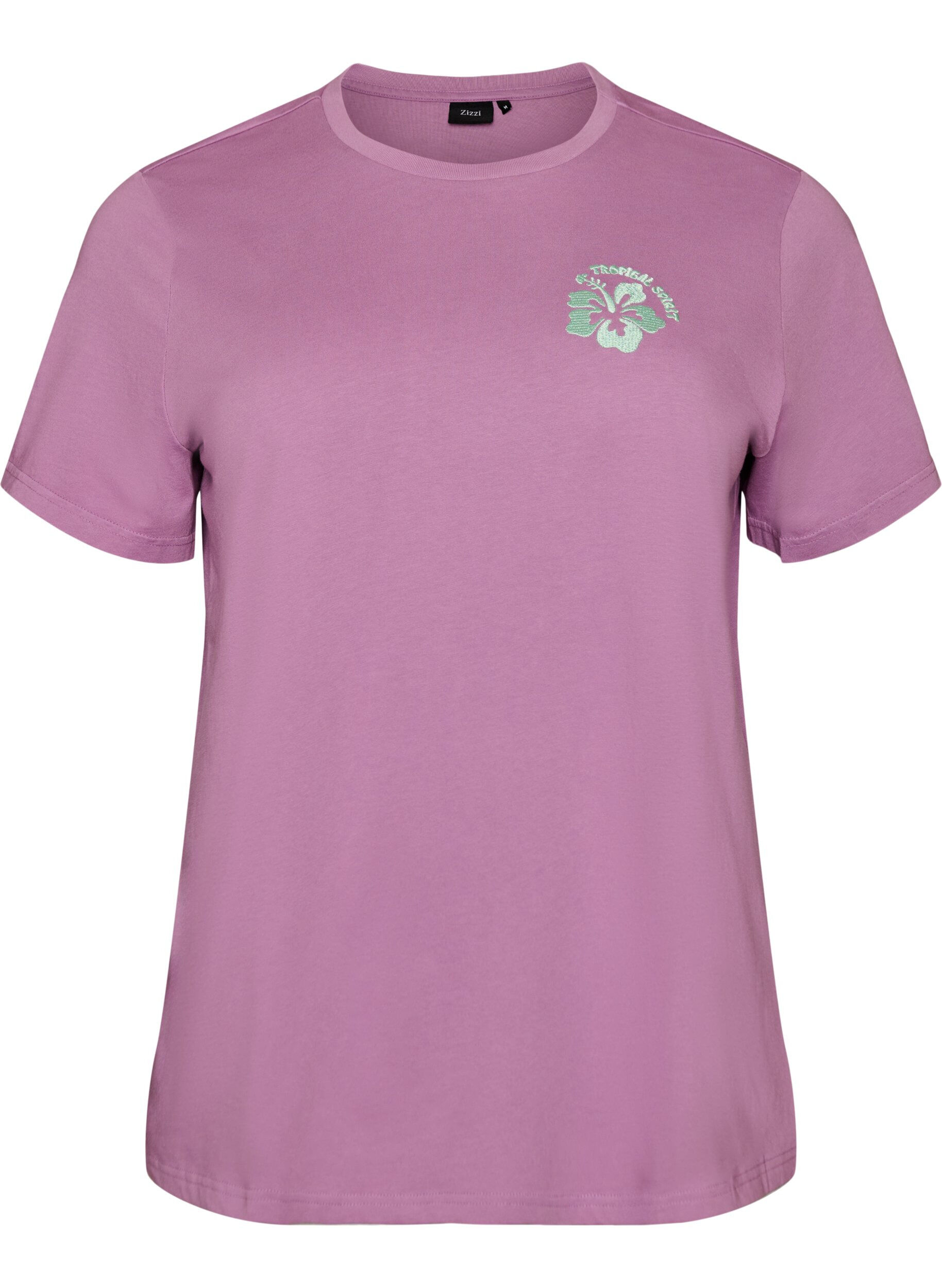 ZizziT-shirt en coton biologique avec impression au dos, Rose, Packshot image number 0