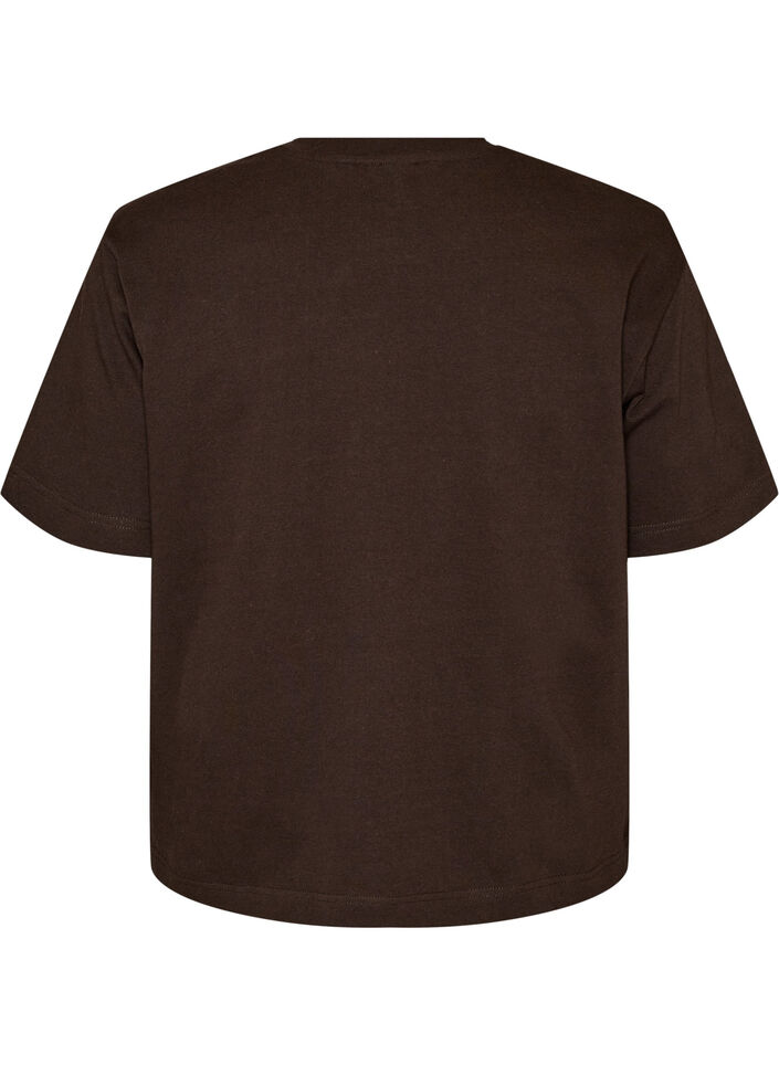 T-shirt coupe boxy en coton, Marron, Packshot image number 1