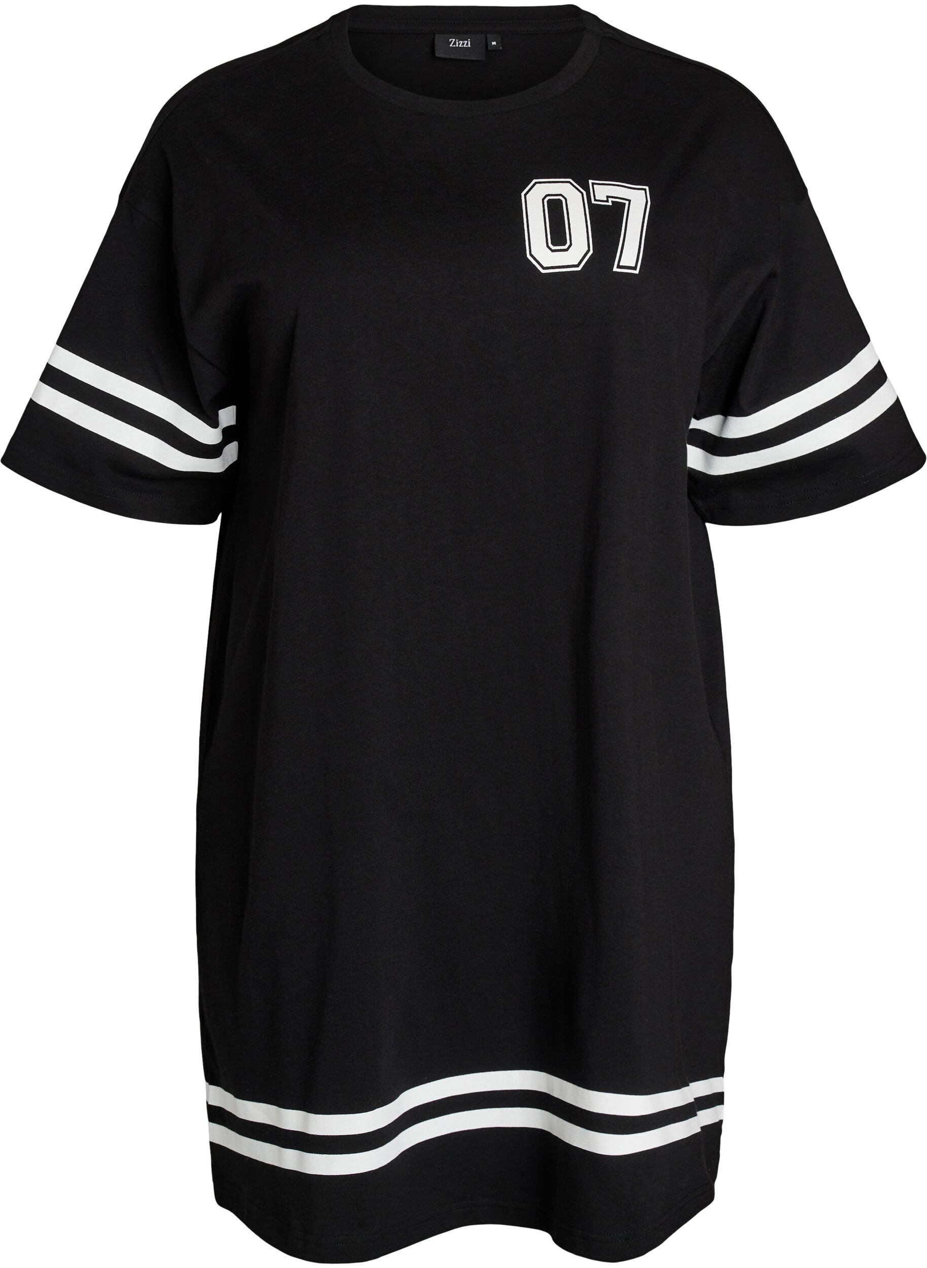 ZizziRobe T-shirt courte avec d&eacute;tails sportifs, Noir, Packshot image number 0