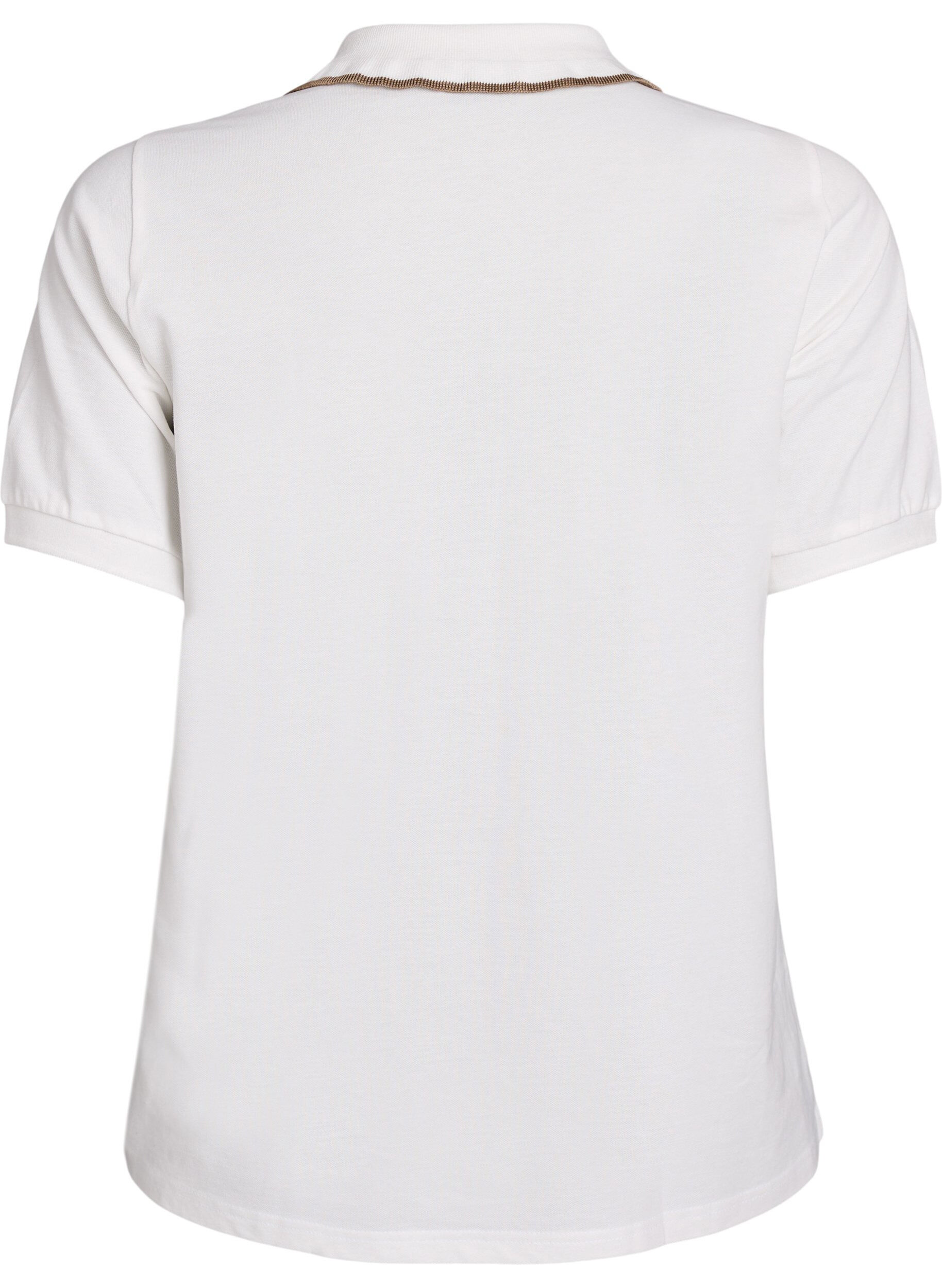 Zizzi Polo avec boutons strass et volants, Vanille, Packshot image number 1