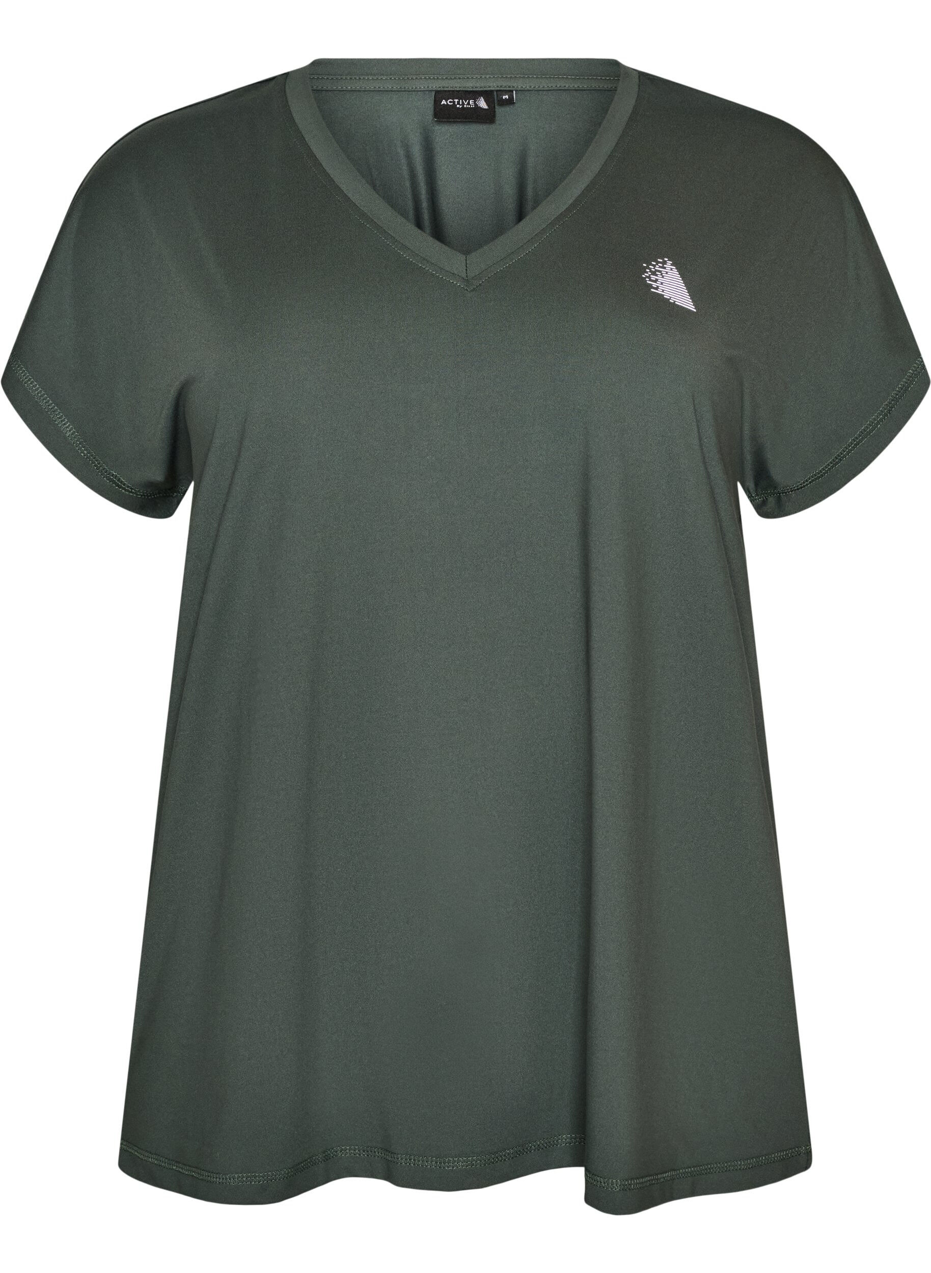 ZizziLoose training t-shirt with V-neck, Vert fonc&eacute;, Packshot image number 0