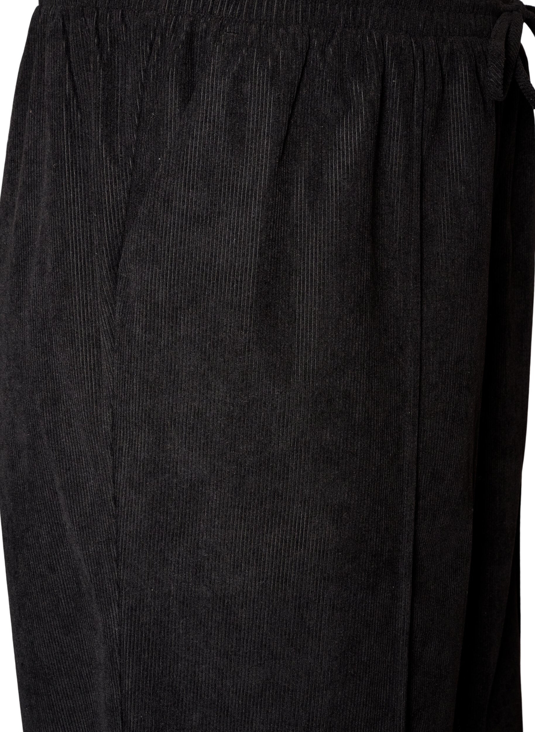ZizziPantalon en velours c&ocirc;tel&eacute; &agrave; coupe ample et taille haute, Noir, Packshot image number 2