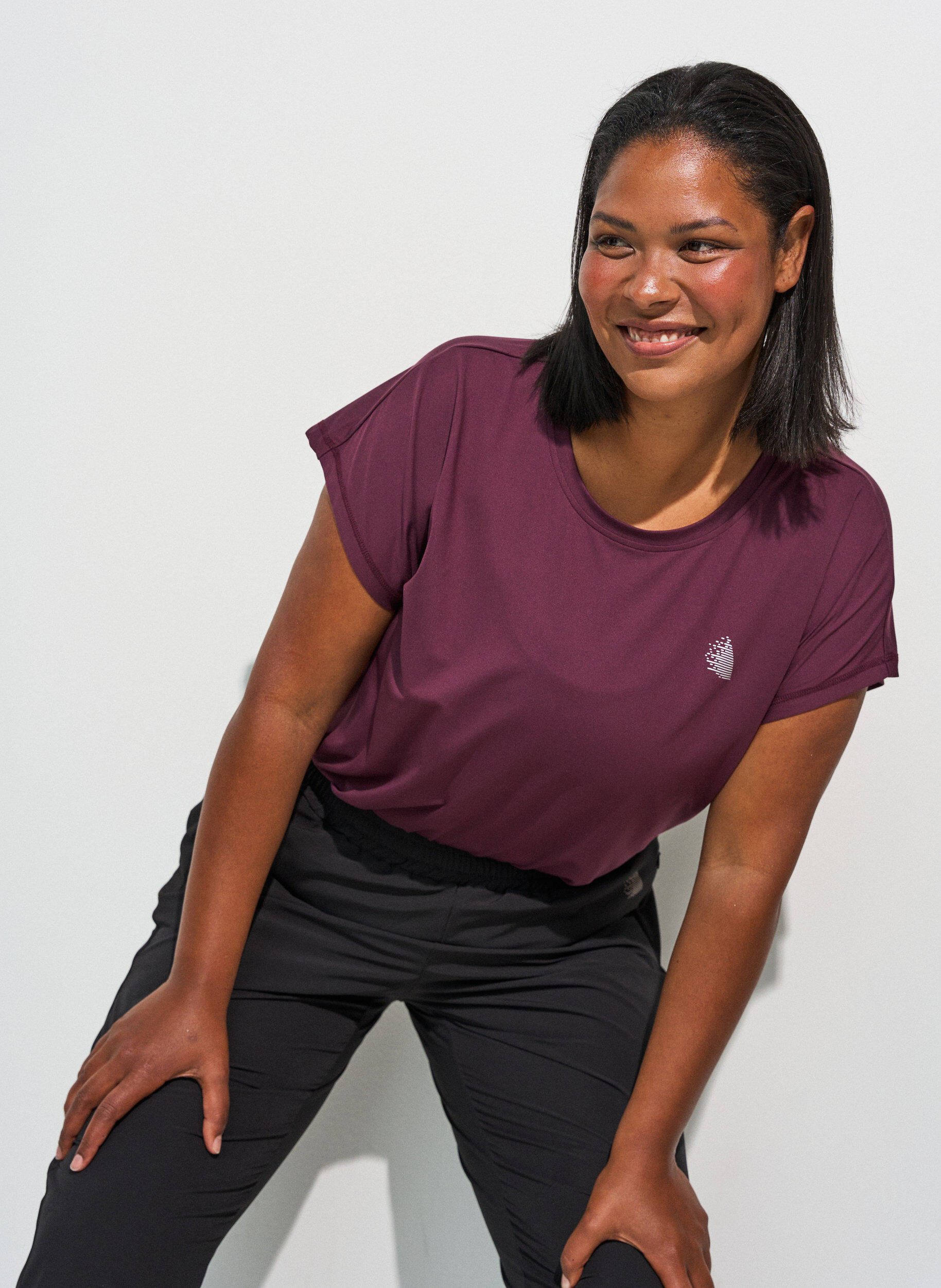 T-shirt de sport couleur unie, Bordeaux, Model