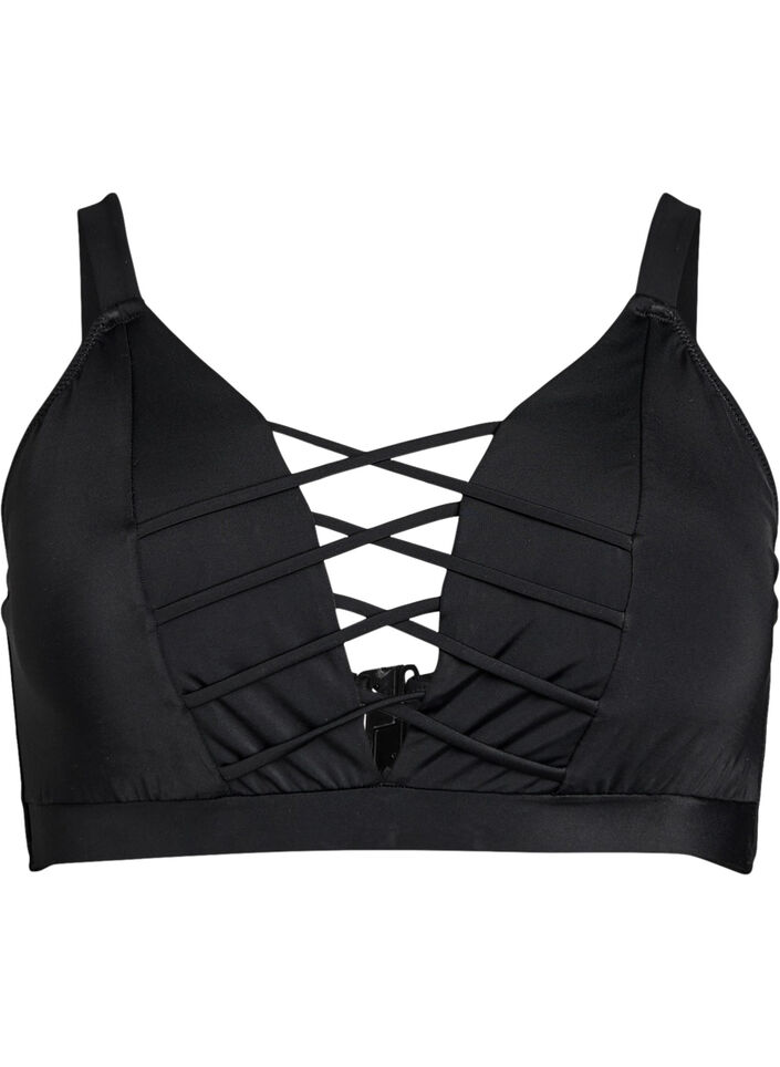 Haut de bikini avec détail string, Noir, Packshot image number 0