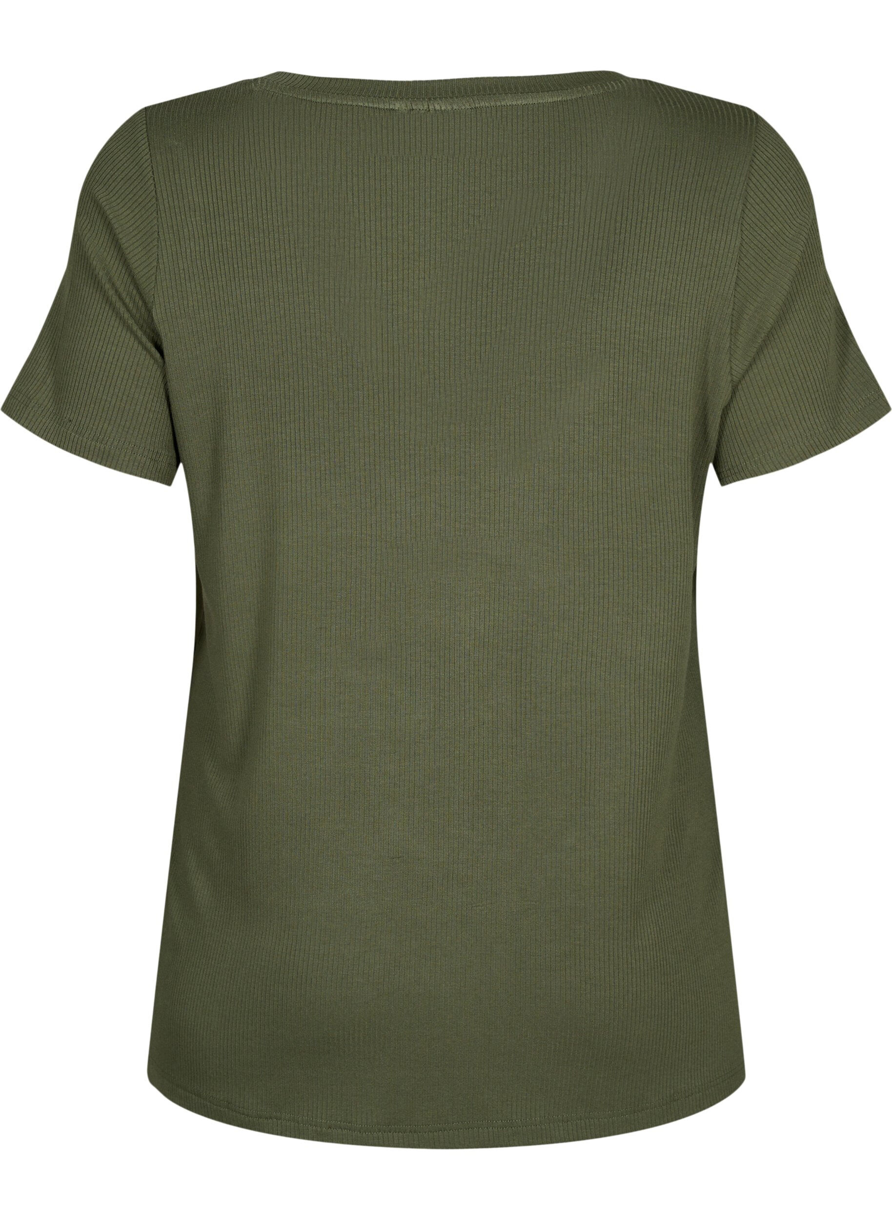 Zizzi T-shirt en viscose c&ocirc;tel&eacute; avec col en V, Thyme, Packshot image number 1