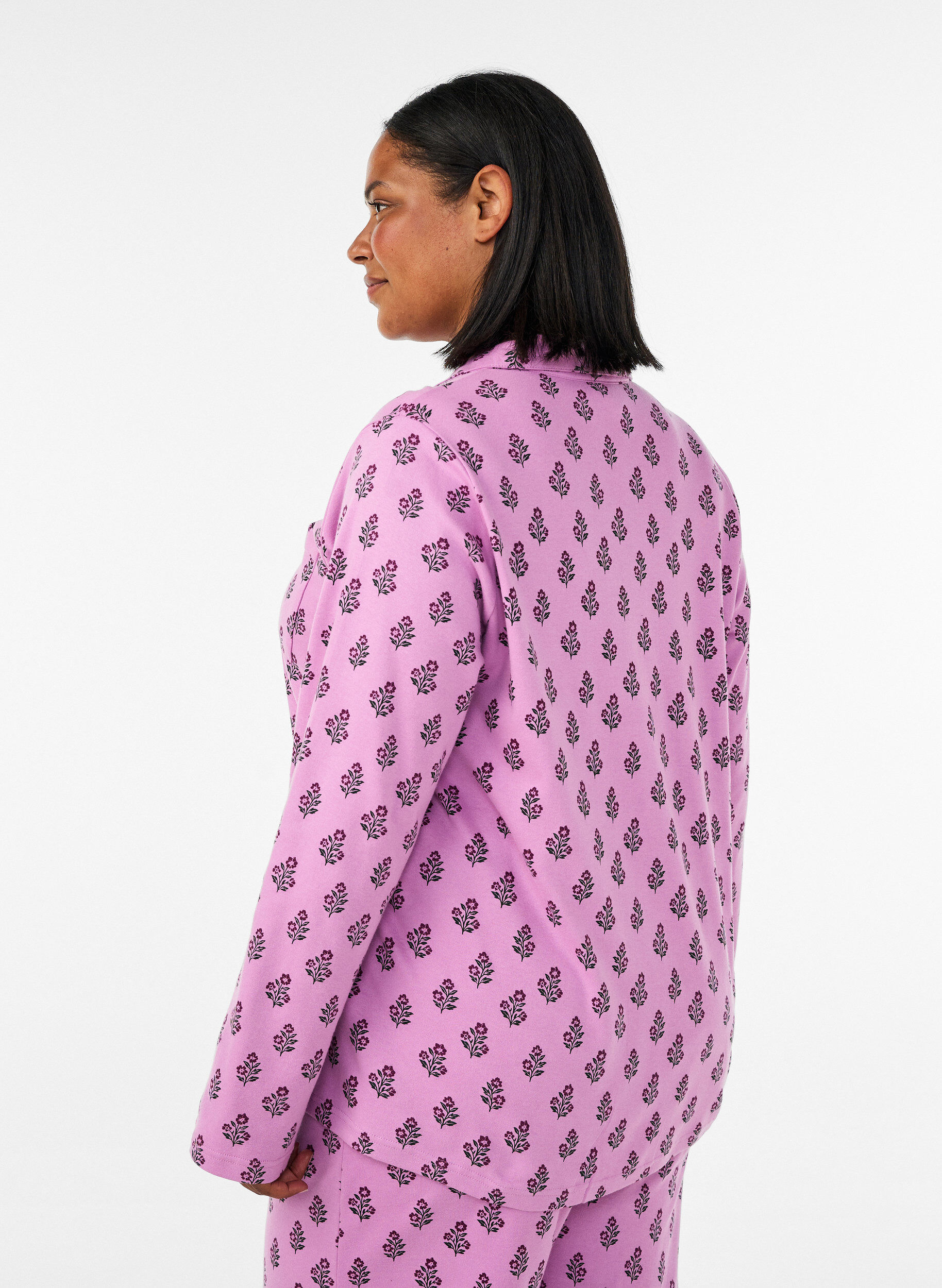 ZizziChemise de pyjama en coton avec poche poitrine, Rose, Model image number 2