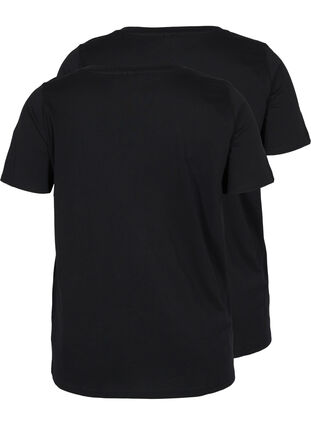T-shirt basiques 2-pack en coton, Black/Black, Packshot image number 1