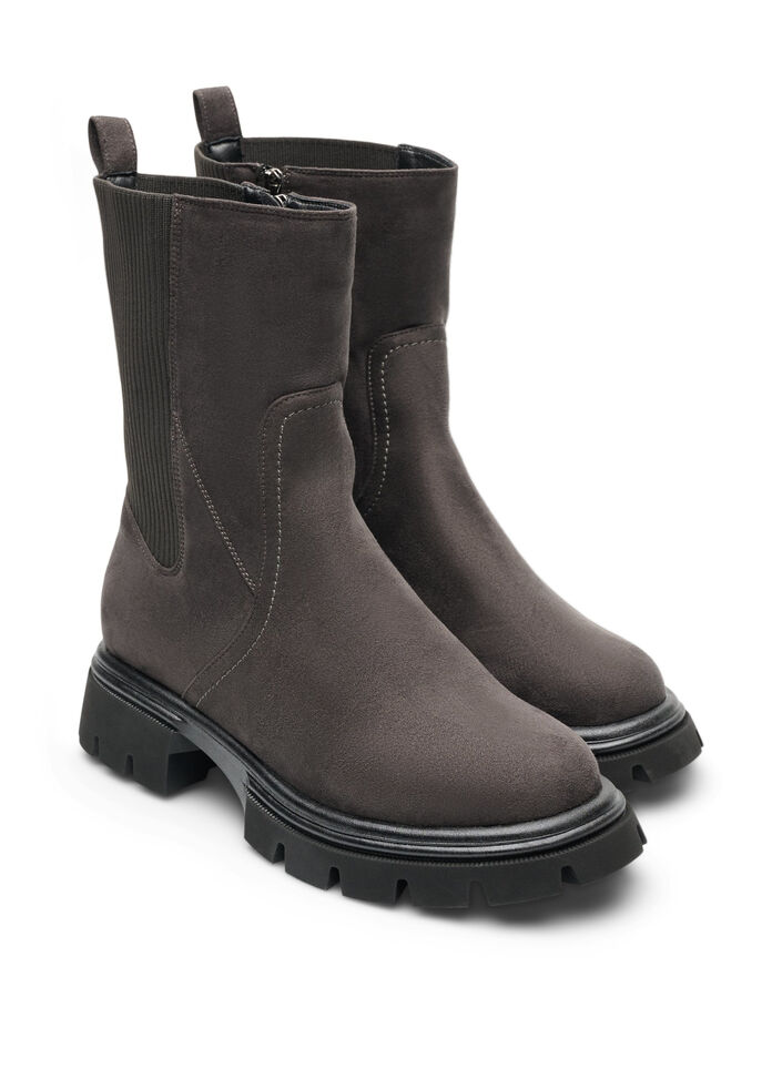 Bottines &agrave; semelle &eacute;paisse en su&eacute;dine, Marron, Packshot image number 1