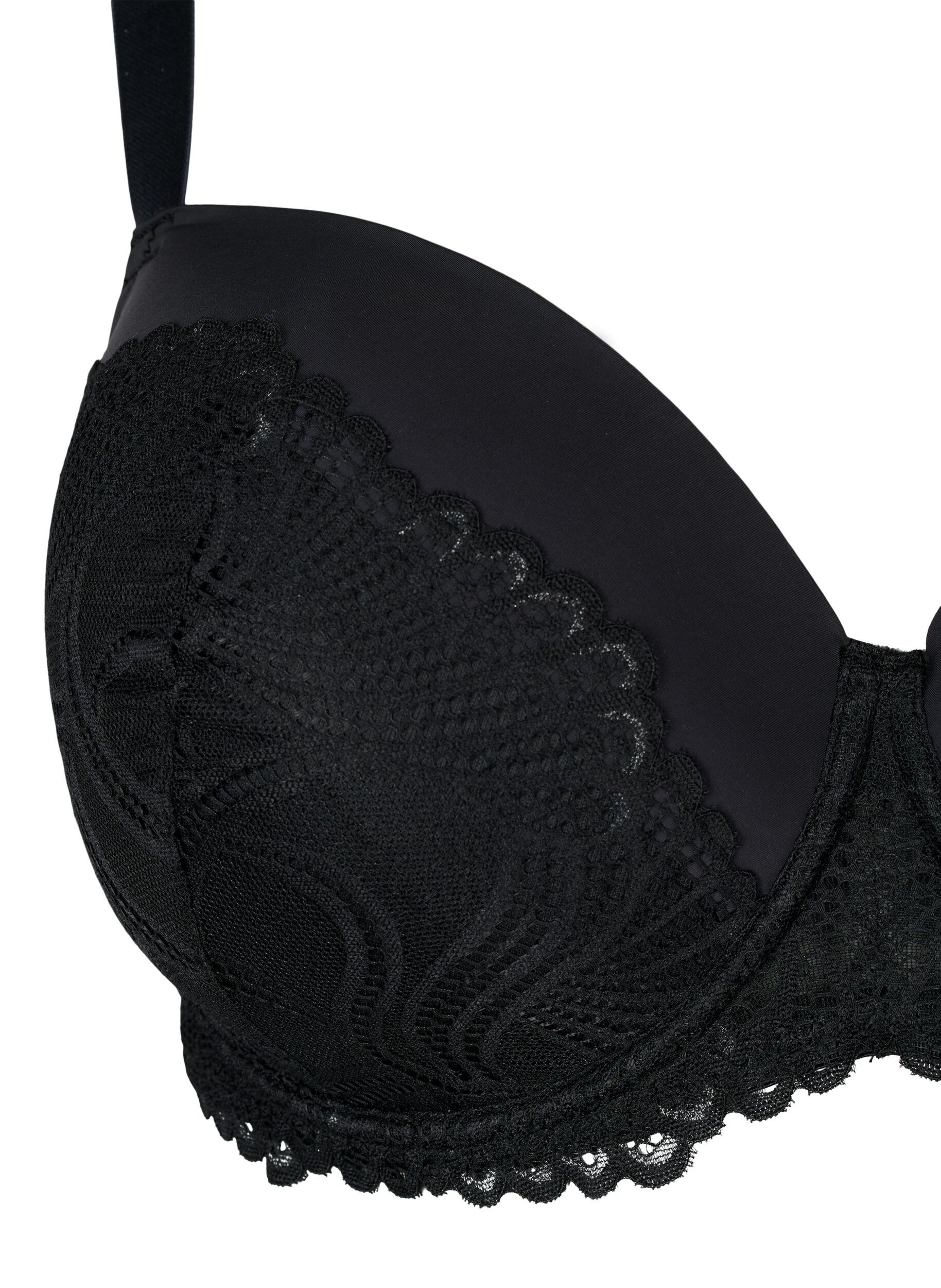 Zizzi Soutien-gorge &agrave; armatures moul&eacute;es en dentelle, Noir, Packshot image number 2