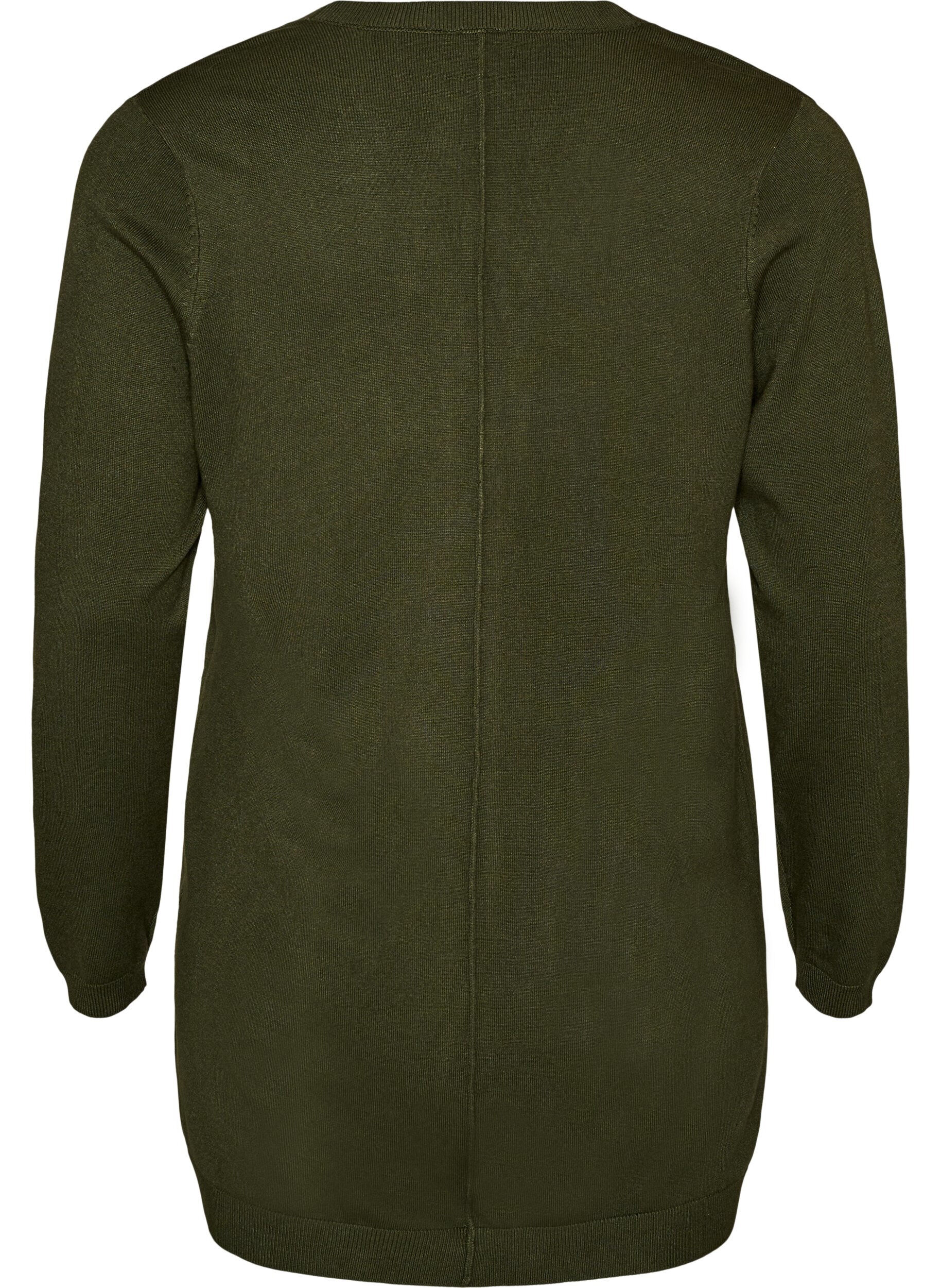 ZizziLong cardigan tricot&eacute; dans un m&eacute;lange de viscose, Vert fonc&eacute;, Packshot image number 1