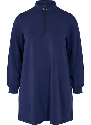 Pull tunique à col montant et détail zippé, Medieval Blue, Packshot image number 0