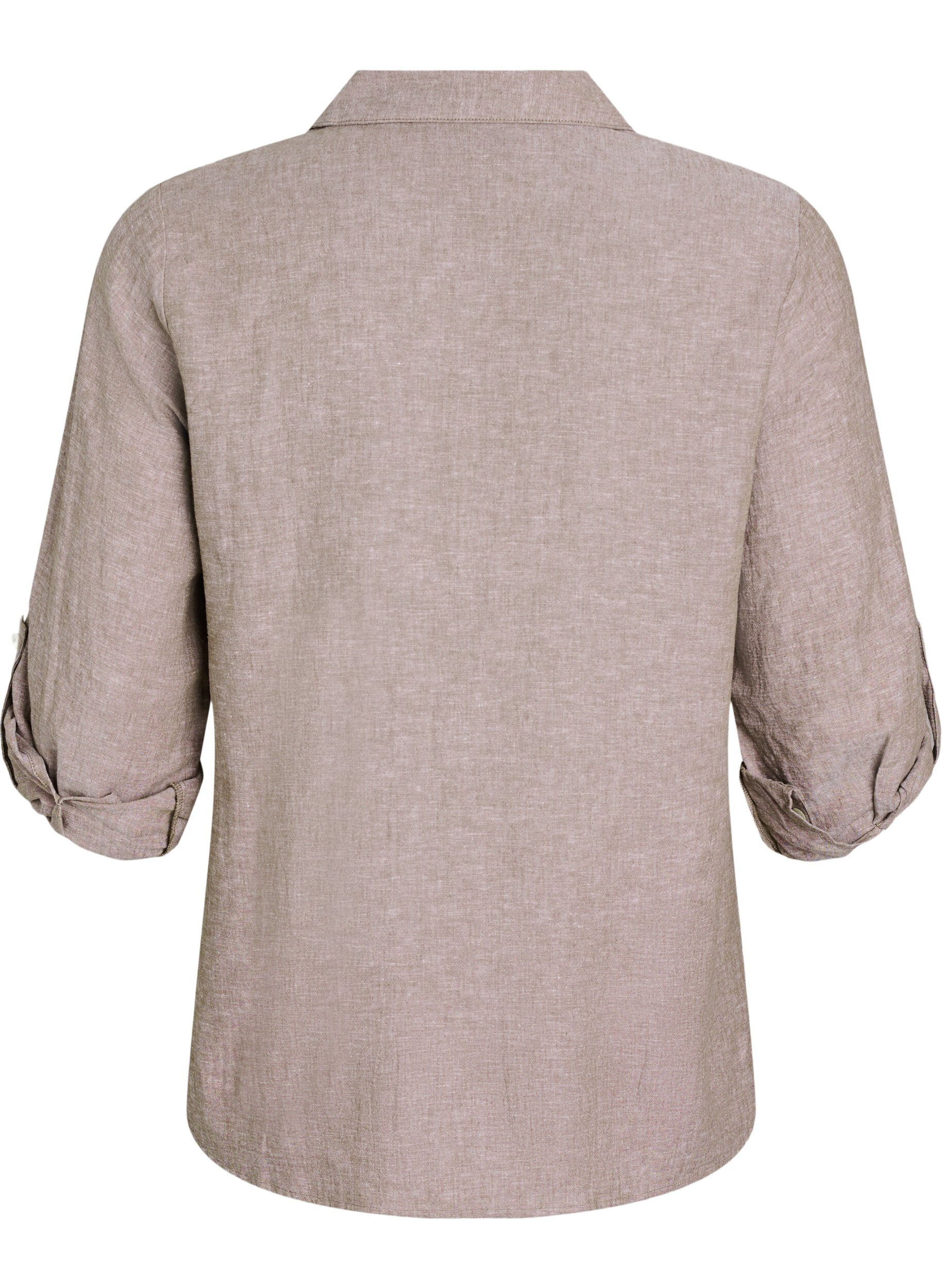 ZizziChemise en lin et viscose avec manches 3/4, Marron, Packshot image number 1