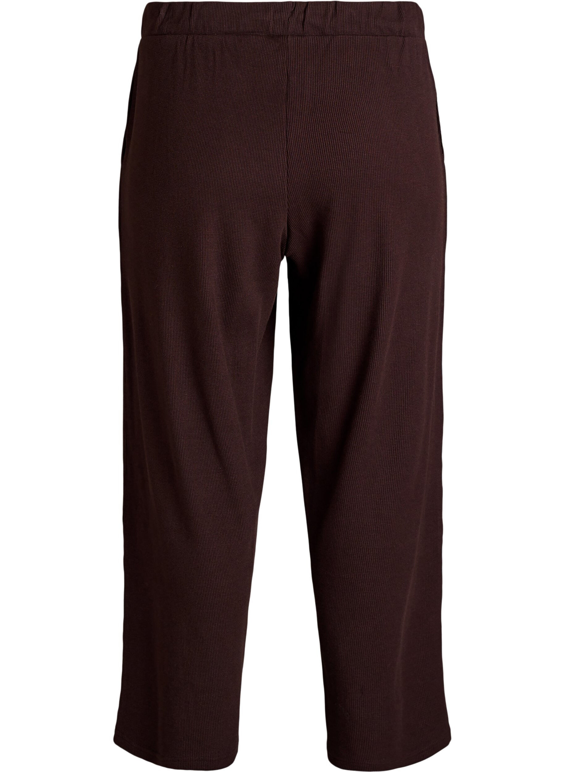 Zizzi Pantalon en jersey c&ocirc;tel&eacute; &agrave; taille haute, Marron, Packshot image number 1