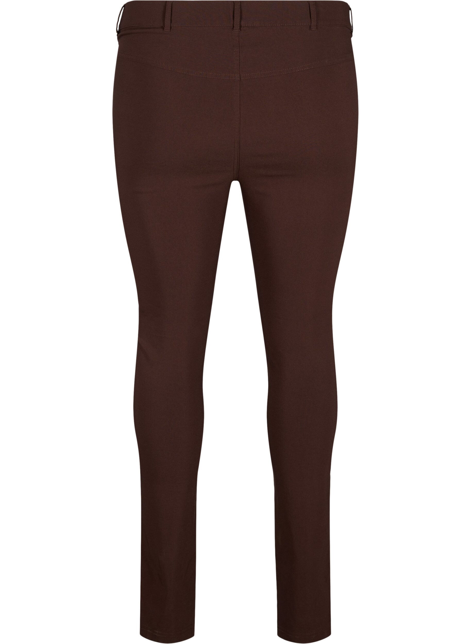 Zizzi Pantalon moulant avec d&eacute;tails de fermetures &eacute;clairs , Marron, Packshot image number 1