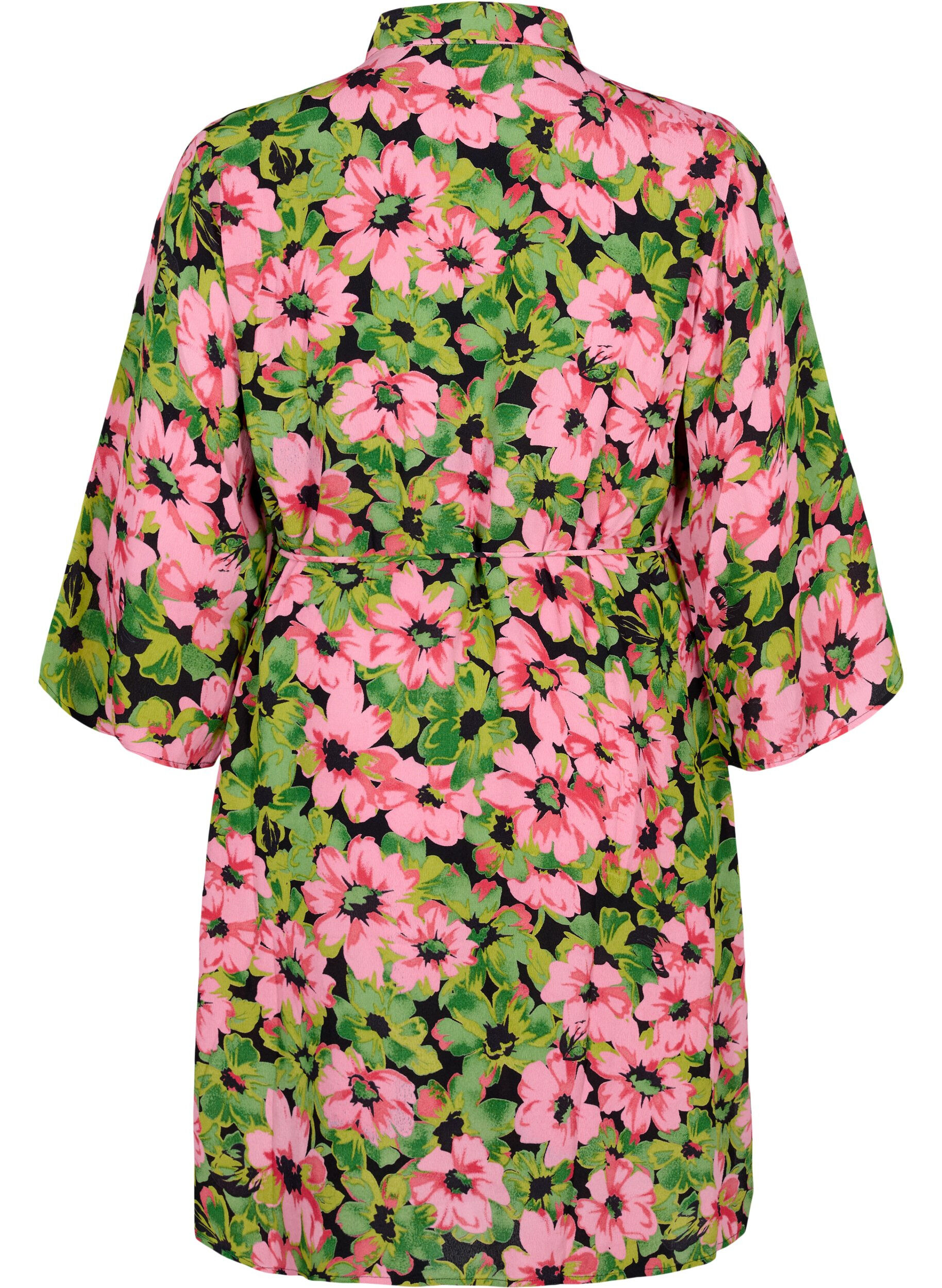 Zizzi Robe chemise en viscose &agrave; imprim&eacute; floral, Pink G. Flower AOP, Packshot image number 1