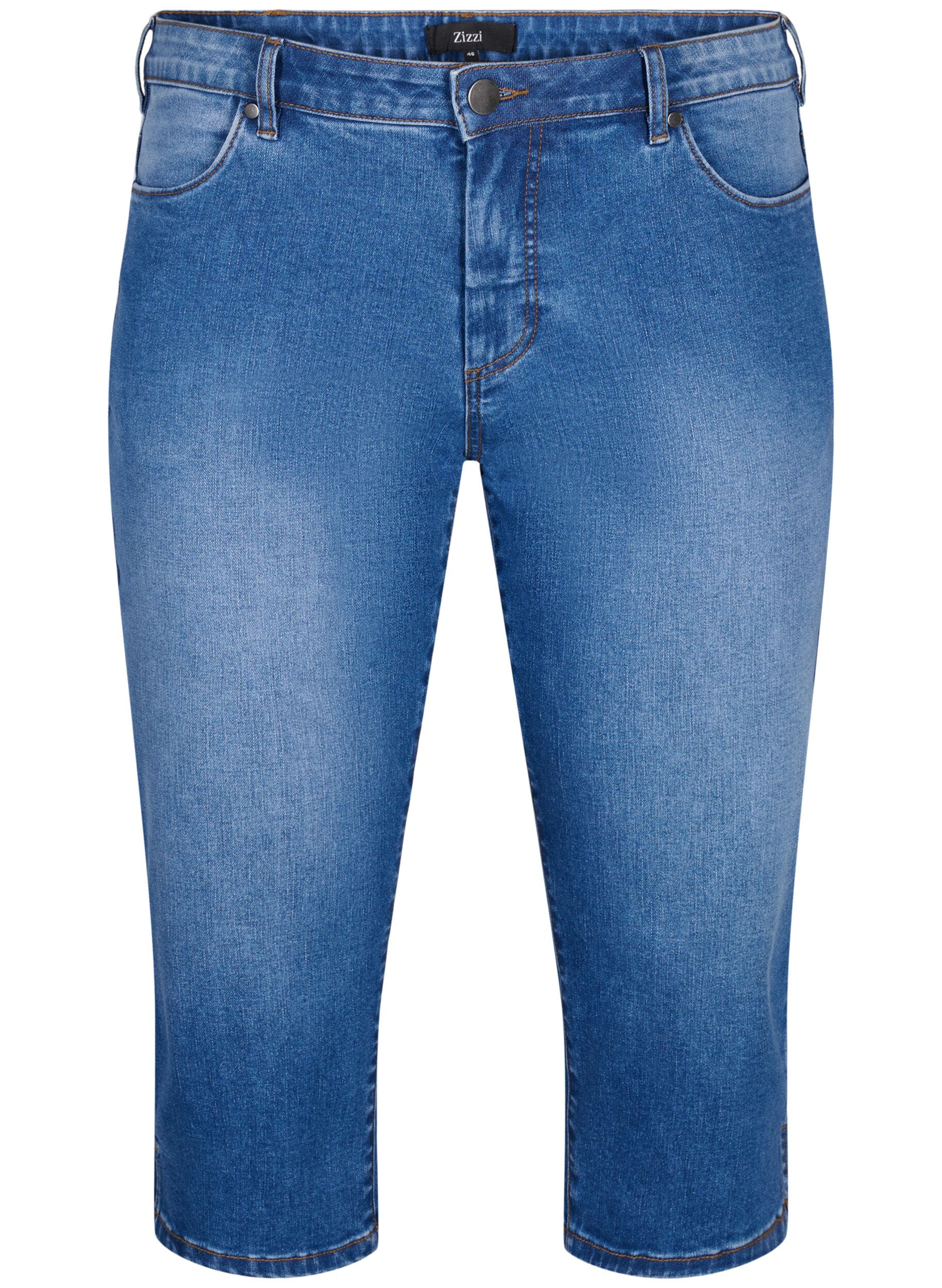 Zizzi Pantacourt Emily coupe slim en denim, Blue Denim, Packshot image number 0