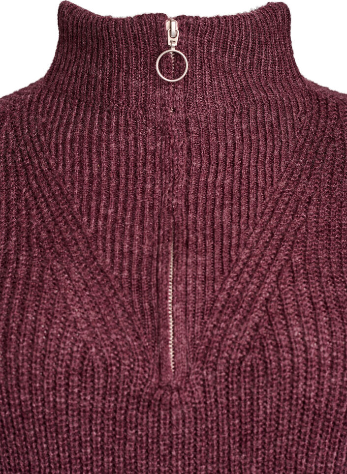 Pull en tricot avec col haut et fermeture &eacute;clair, Bordeaux, Packshot image number 2