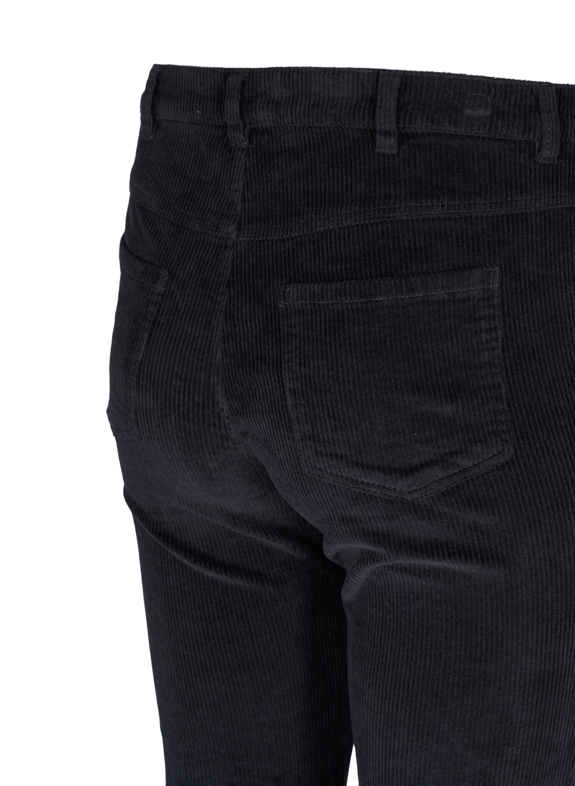 Zizzi Pantalon en velours &agrave; coupe bootcut, Black, Packshot image number 3