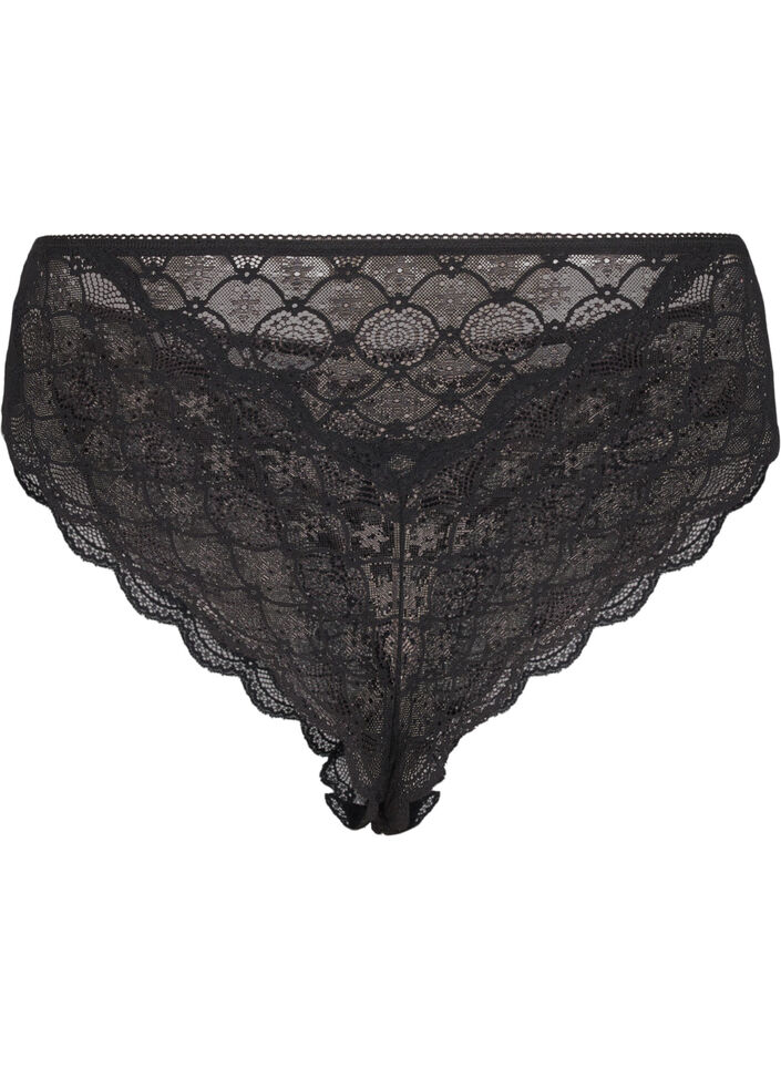 Culotte brésilienne en dentelle, Black, Packshot image number 1