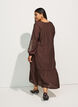 Robe en viscose avec broderies et volants &eacute;tag&eacute;s, Marron, Model image number 1