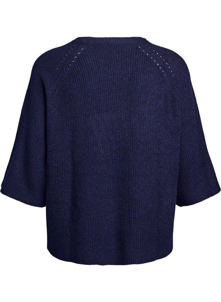 Pull c&ocirc;tel&eacute; &agrave; manches 3/4, Bleu, Packshot image number 1