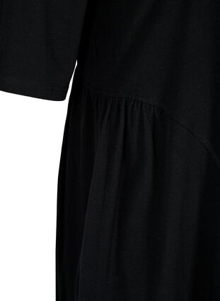 Robe en coton à manches courtes avec plis, Black, Packshot image number 2