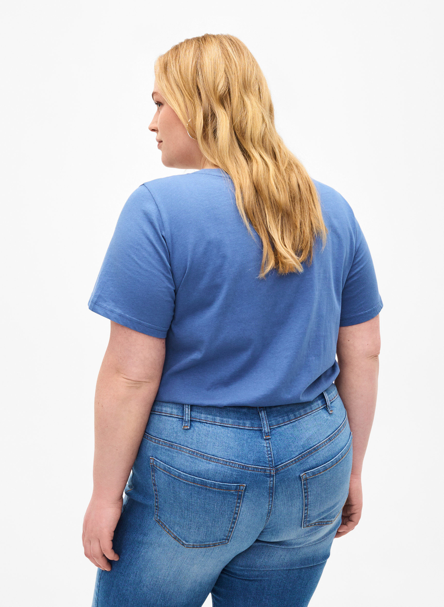 Zizzi T-shirt avec motif de texte, Moonlight B. W.Navy, Model image number 1