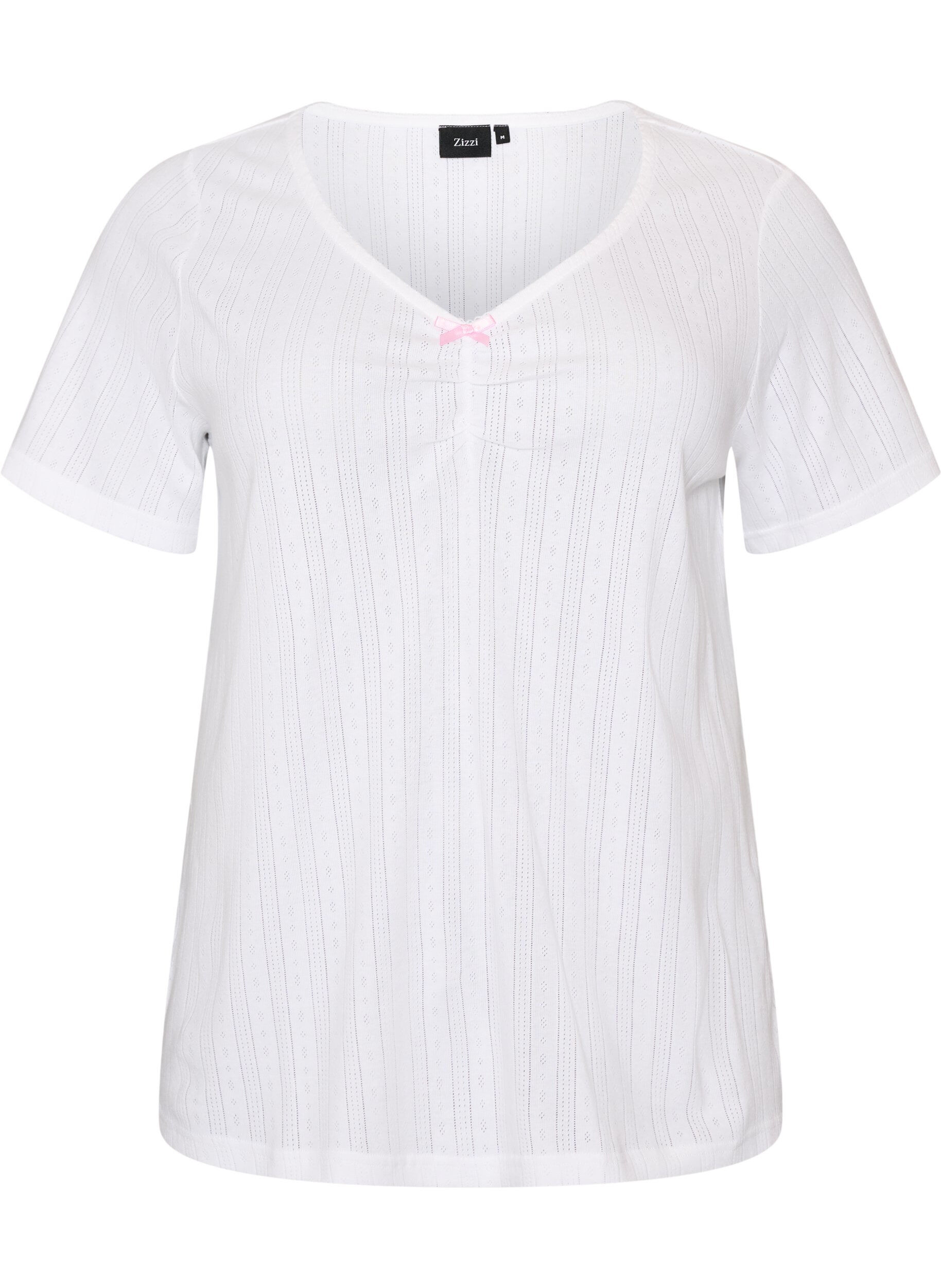 ZizziHaut de nuit en coton biologique avec broderie ajour&eacute;e, Blanc, Packshot image number 0