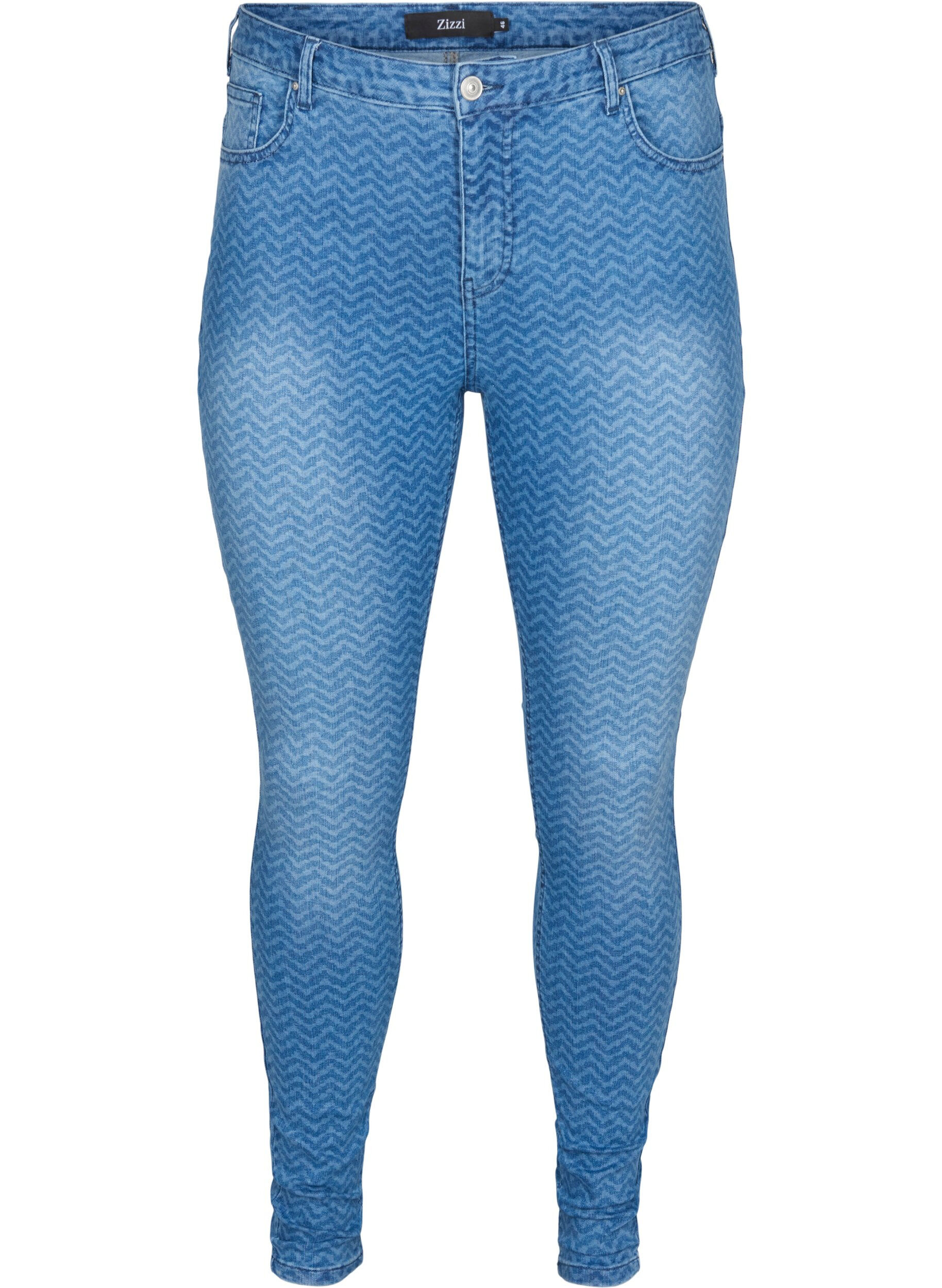 Zizzi Jean Amy imprim&eacute; taille haute, Ethnic Pri, Packshot image number 0