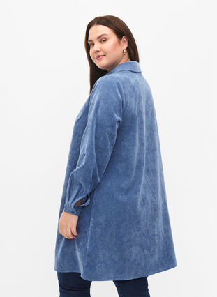 Robe en velours avec fermeture Éclair et manches 3/4, Moonlight Blue, Model image number 1
