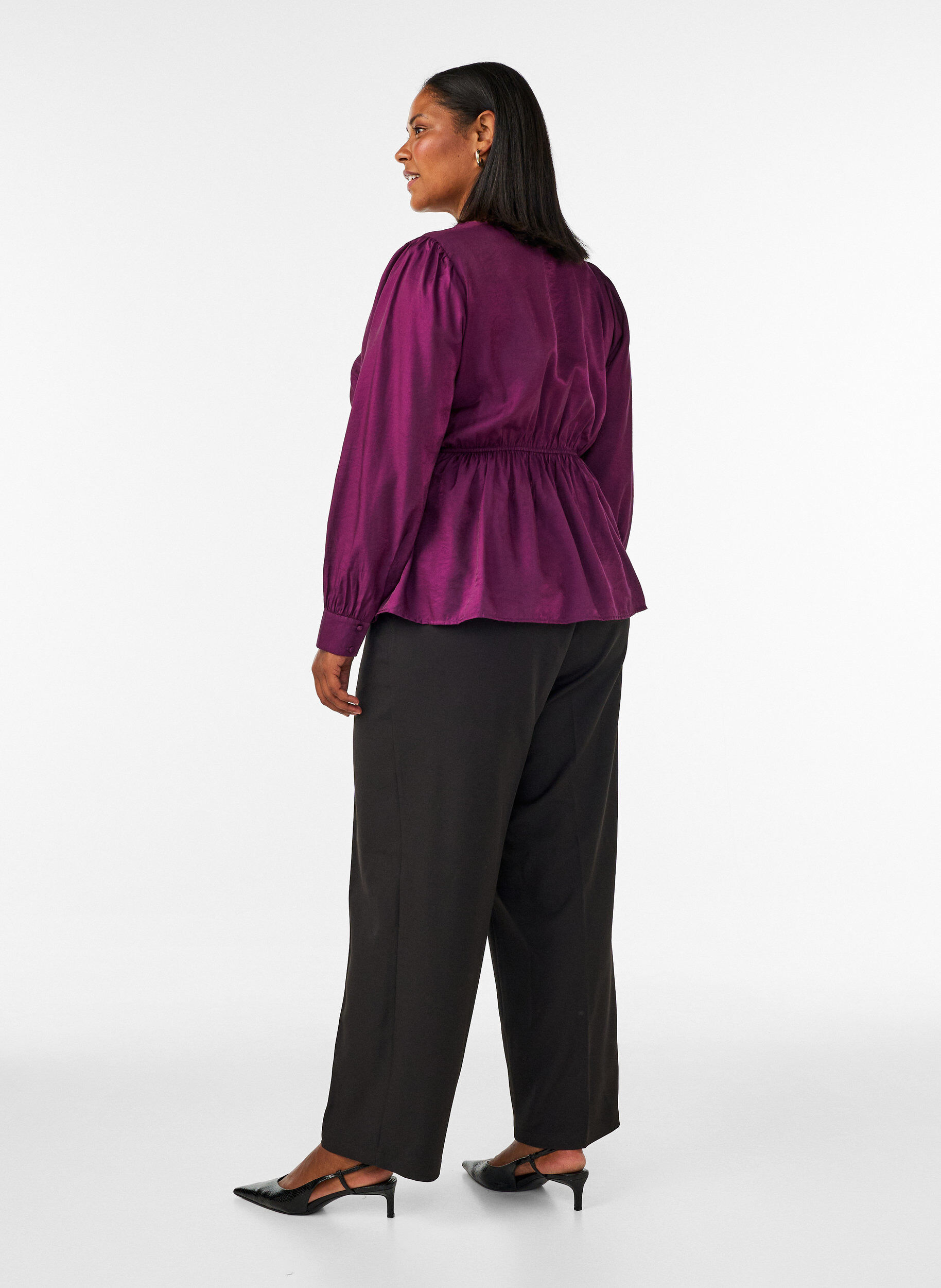 ZizziPantalon tailleur taille haute &agrave; coupe droite, Noir, Model image number 1