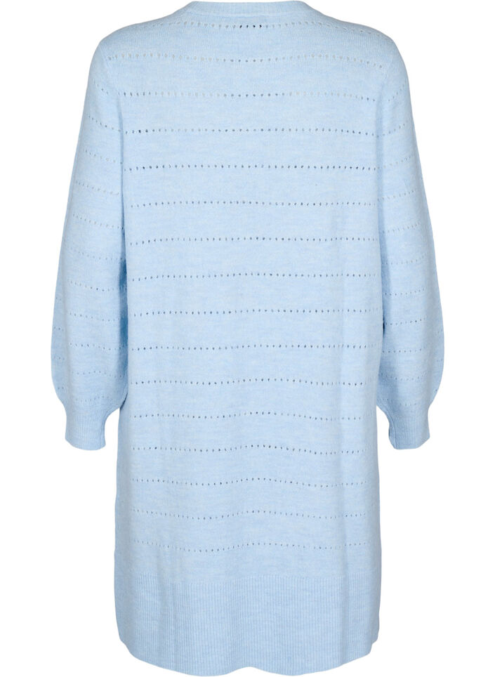 Robe en maille à fentes et motifs en dentelle, Cashmere Blue Mel., Packshot image number 1