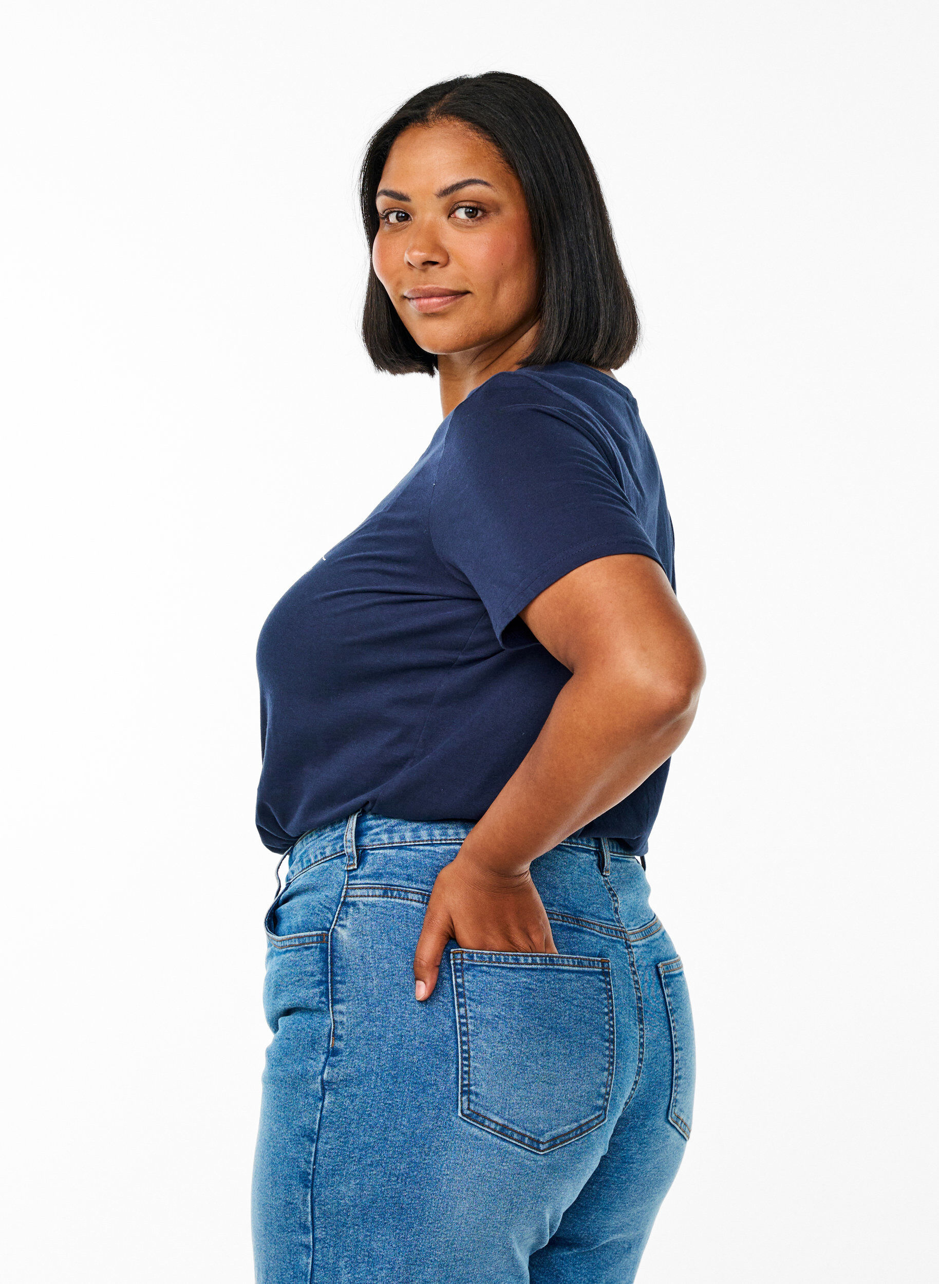 Zizzi FLASH - T-shirt avec motif, Bleu, Model image number 2