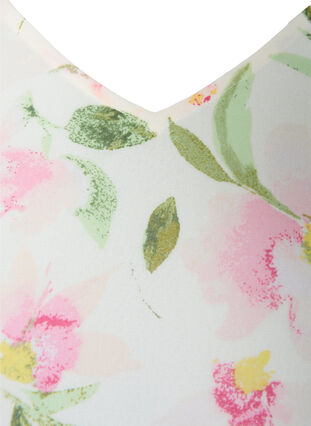 Blouse à fleurs à manches longues et col en V, White/Pink Flower, Packshot image number 2