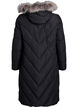 Long manteau d'hiver &agrave; fermeture &agrave; attaches et col en fausse fourrure, Noir, Packshot image number 1