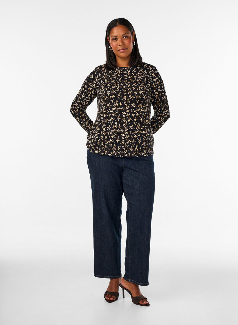 Blouse &agrave; manches longues, Noir, Model image number 1