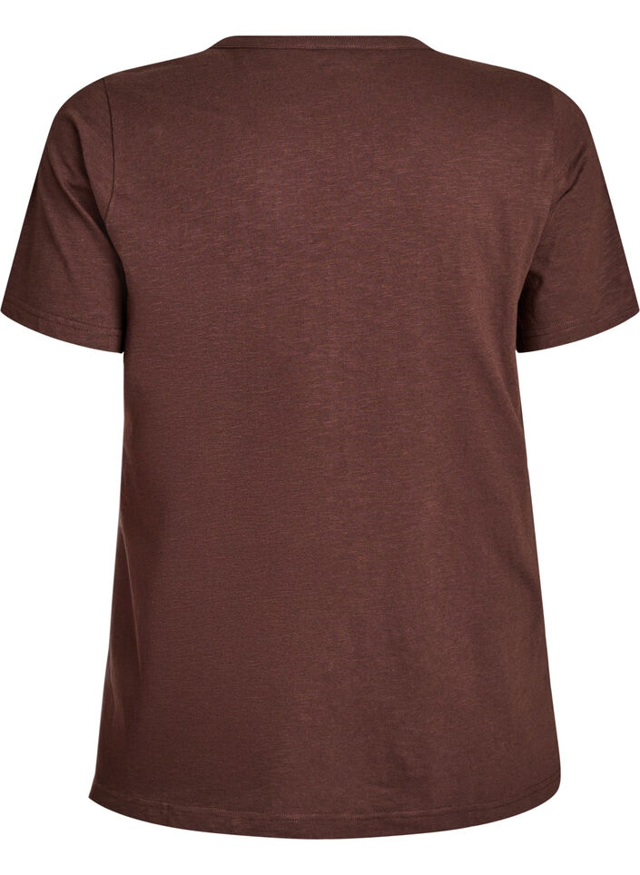T-shirt dot&eacute; de boutons, Marron, Packshot image number 1