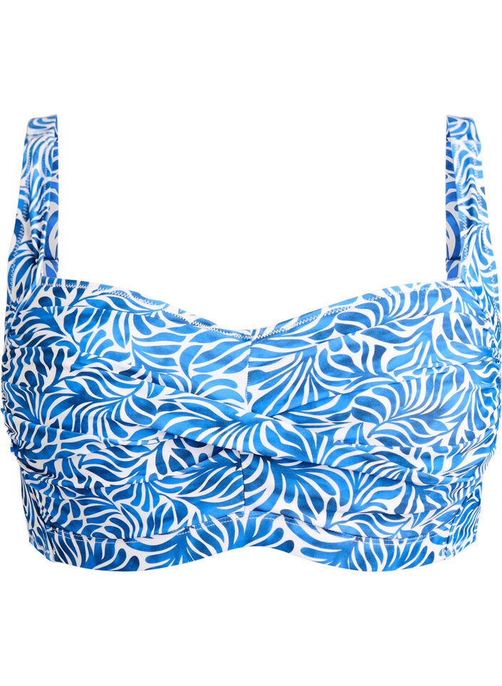 Haut de bikini rembourr&eacute; et imprim&eacute;, Bleu, Packshot image number 0