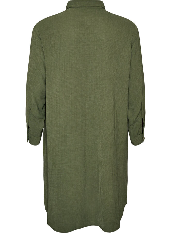 Chemise longue avec une texture l&eacute;g&egrave;re, Vert, Packshot image number 1