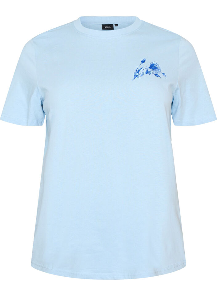 T-shirt en coton avec imprim&eacute;, Bleu Clair, Packshot image number 0