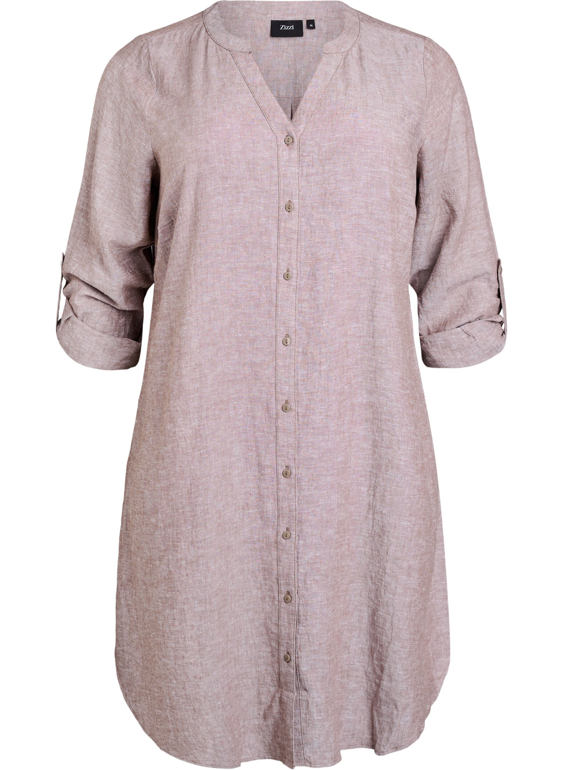 Chemise longue en lin et viscose