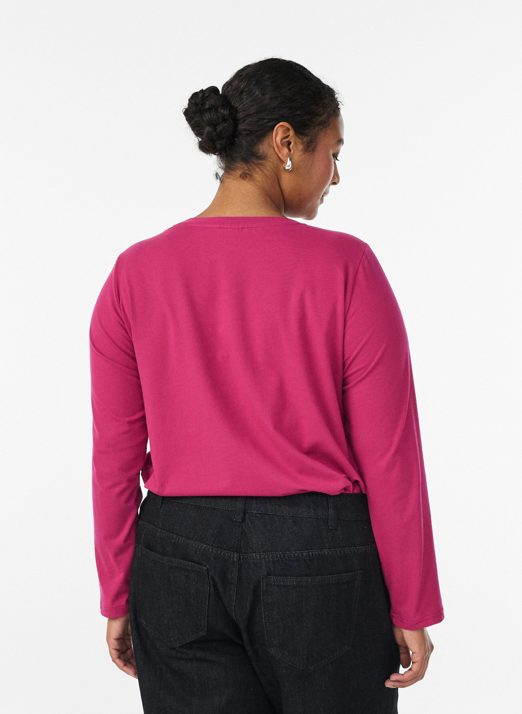 ZizziTop basic en jersey avec manches longues, Rose, Model image number 2